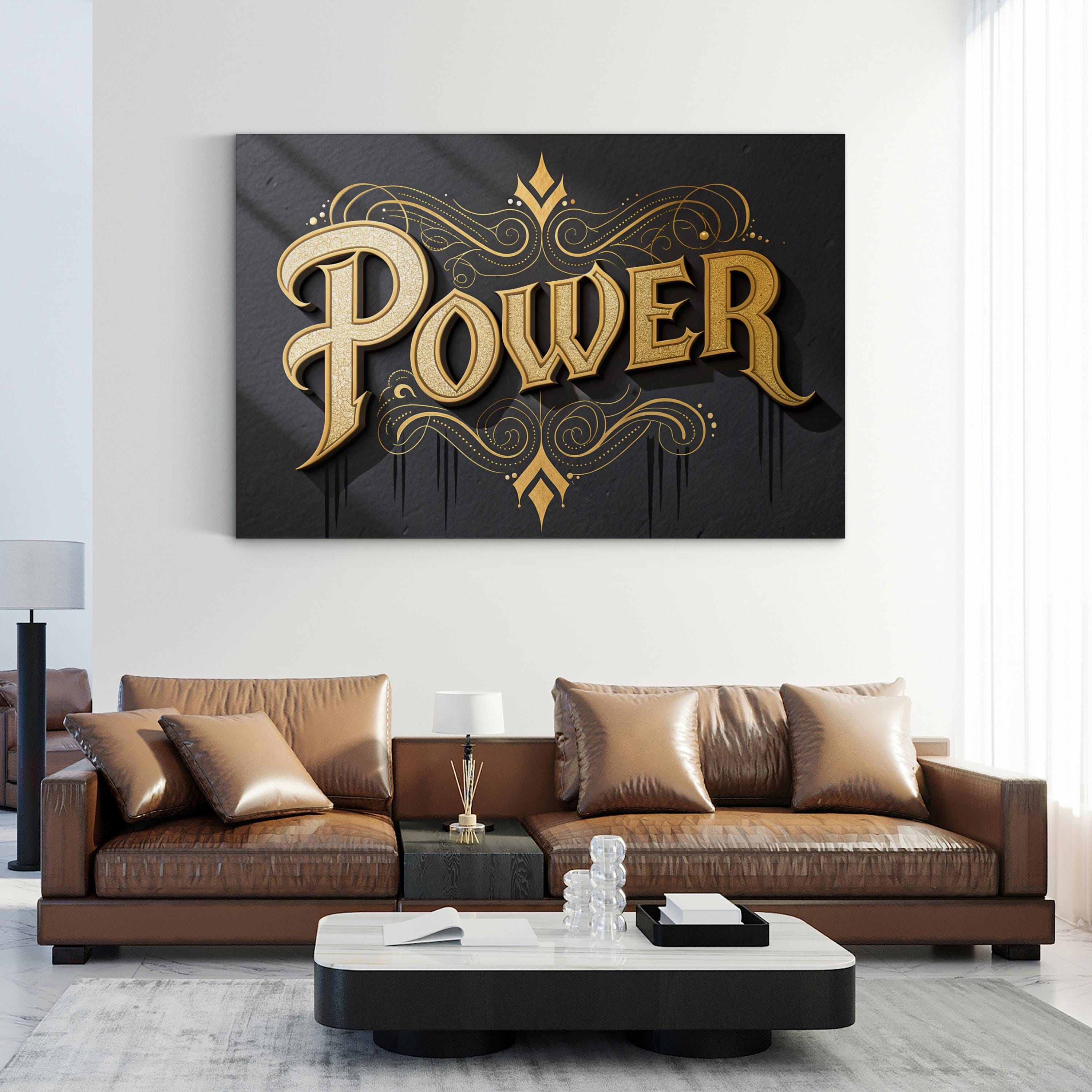 POWER Typography Black Canvas Wall Art