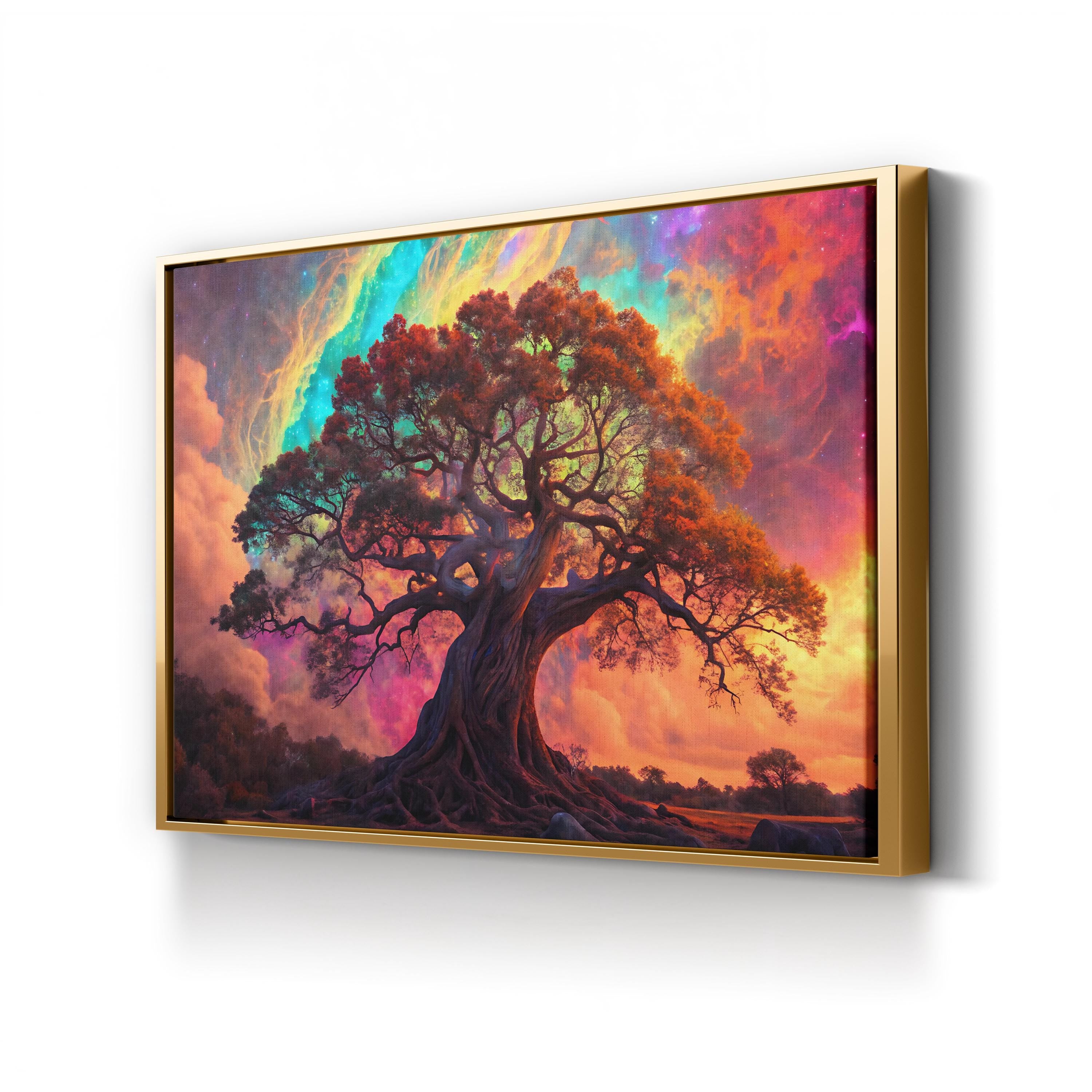 Psychedelic Tree – Period Illustration Wall Art | Colorful Fantasy Landscape Canvas Print