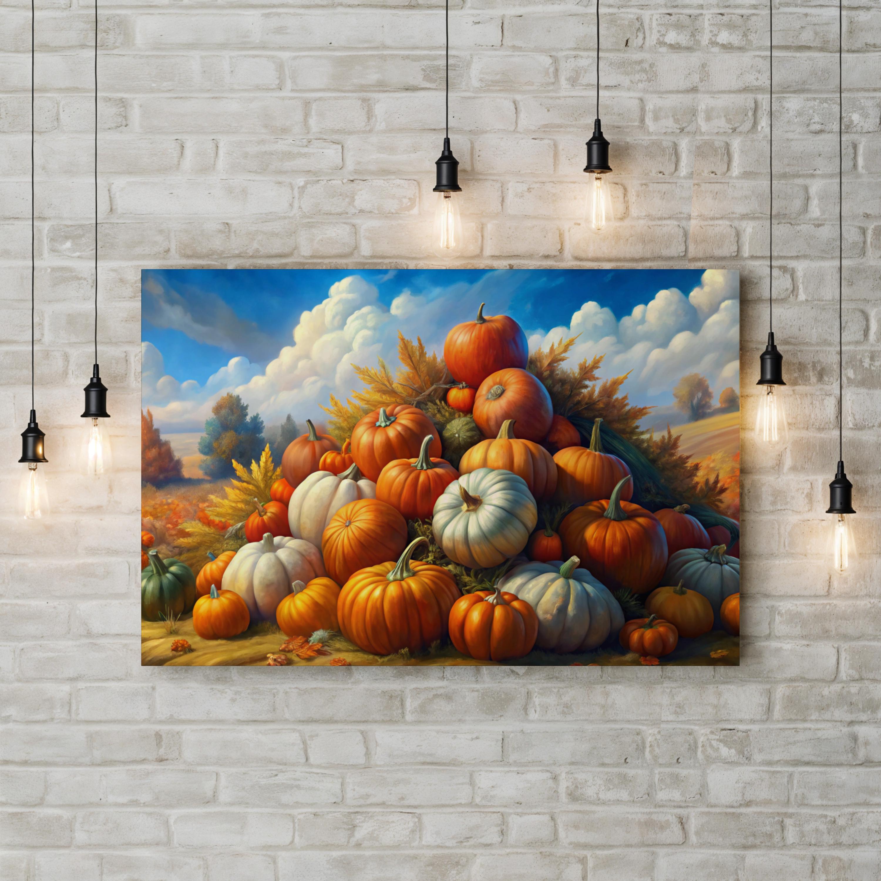 Pumpkin Stack Wall Art | Autumn Harvest Still Life