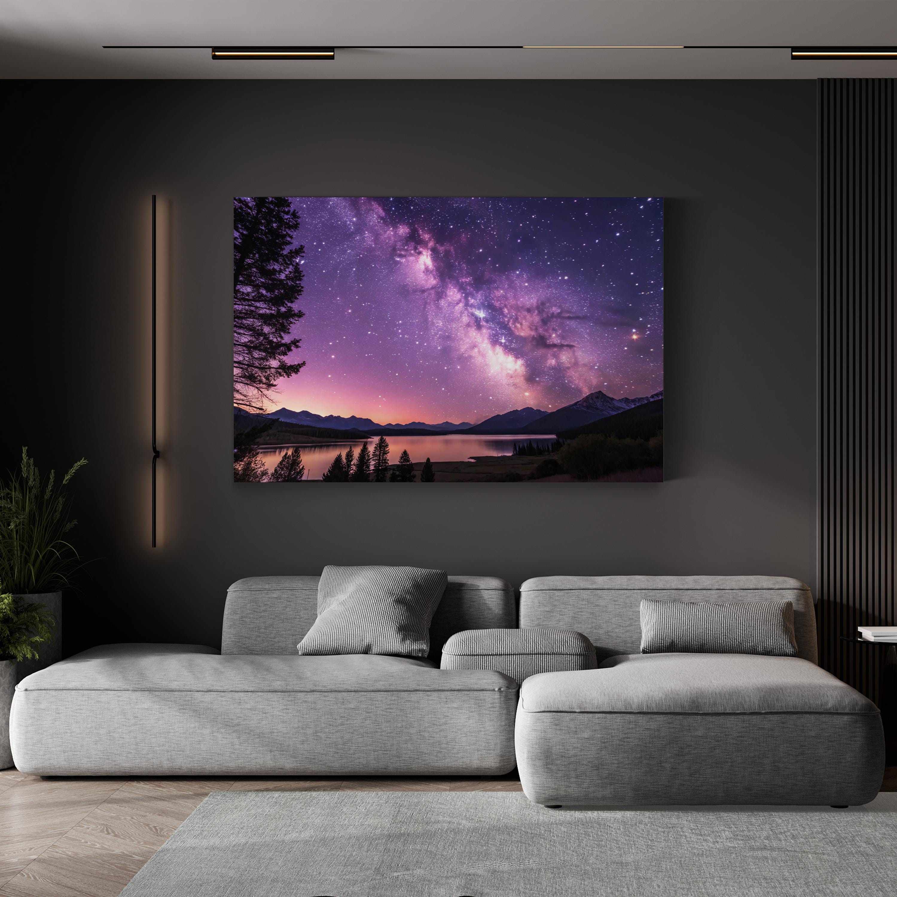 Purple Milky Way Galaxy – Vintage Photography Wall Art | Cosmic Space Canvas Print