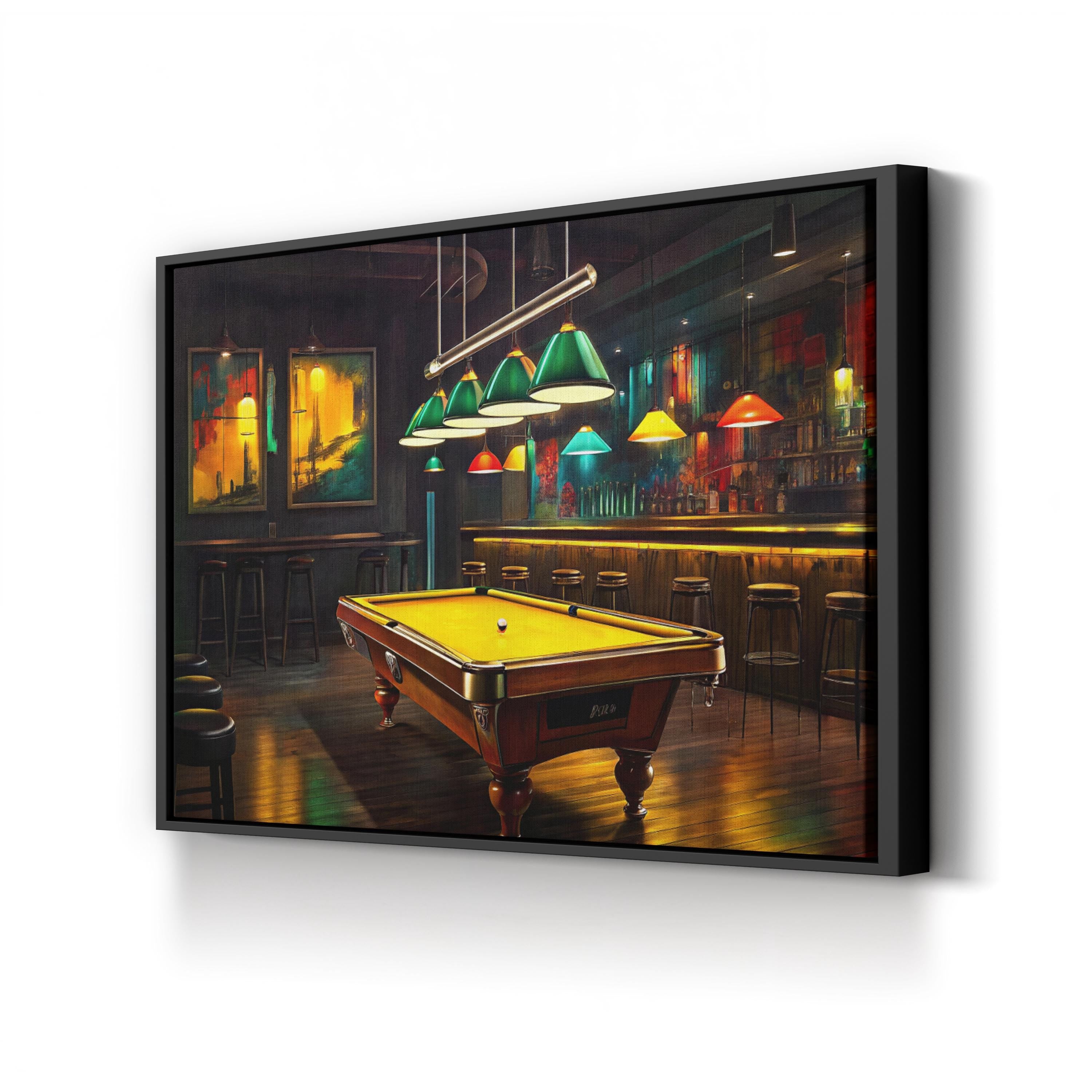 Rack ’Em Up Wall Art | Cinematic Billiards Pool Table Game Room Canvas Print