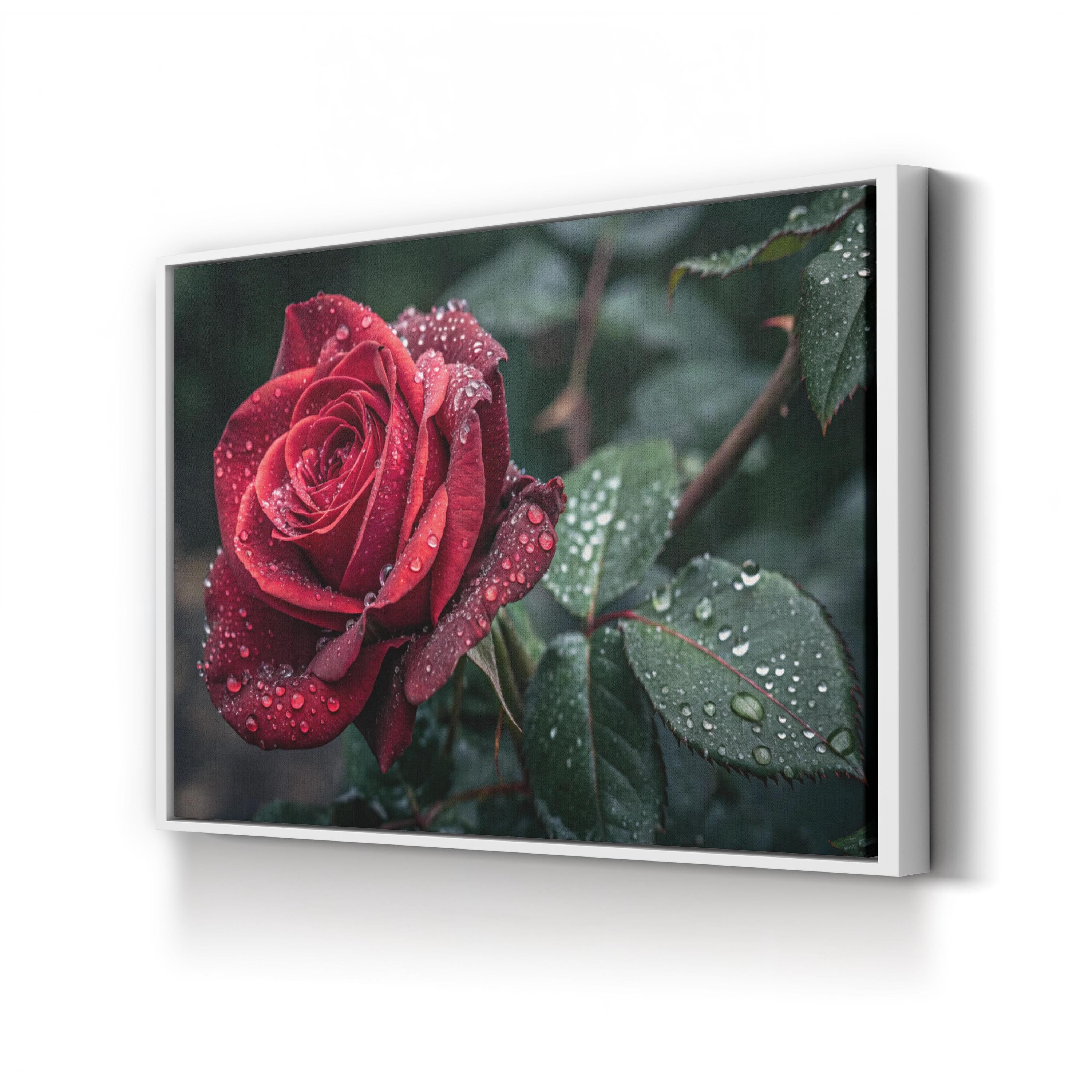 Red Rose – Vintage Photography Wall Art | Dew Drops Botanical Canvas Print