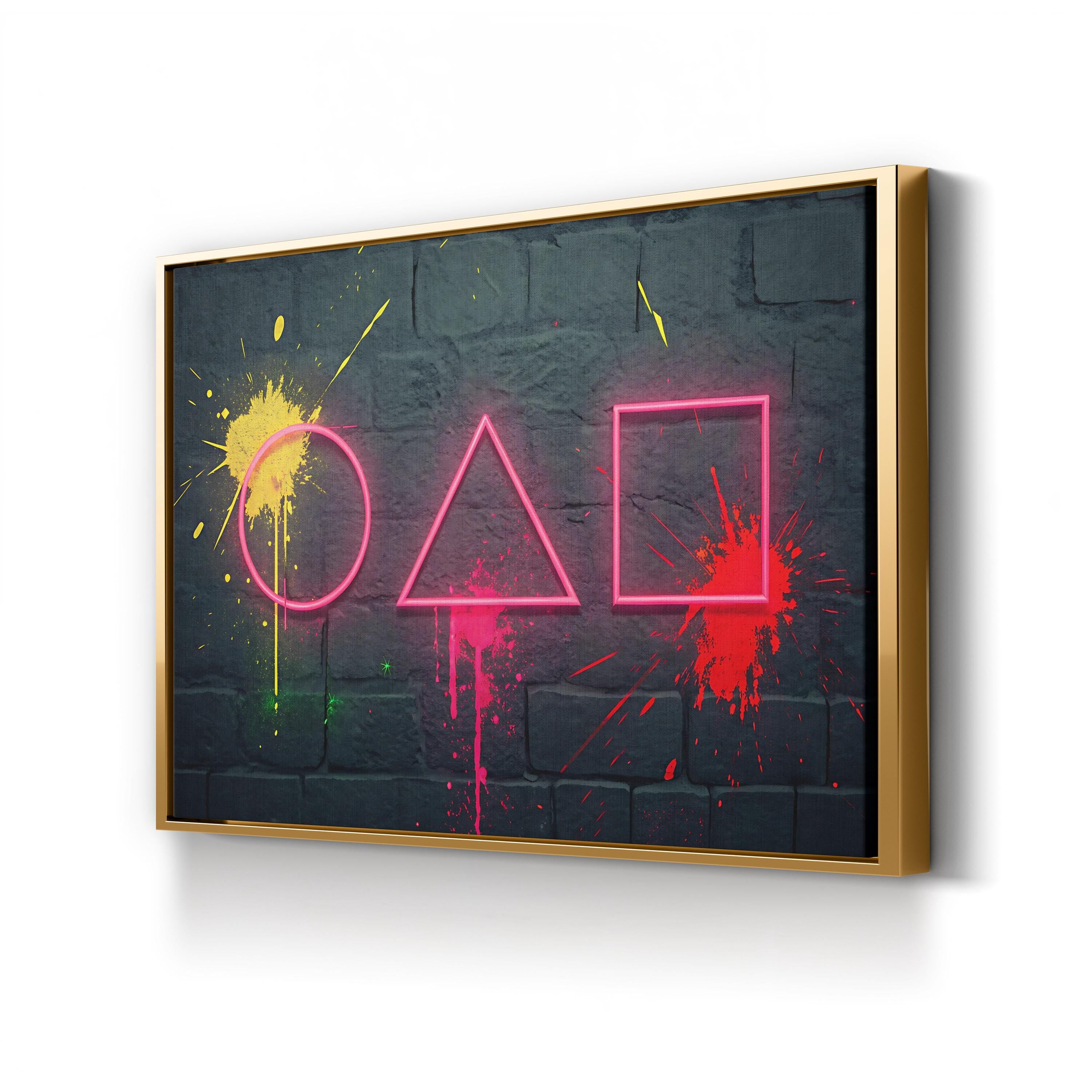 Neon Geometric Shapes – Period Illustration Wall Art | Modern Abstract Canvas Print