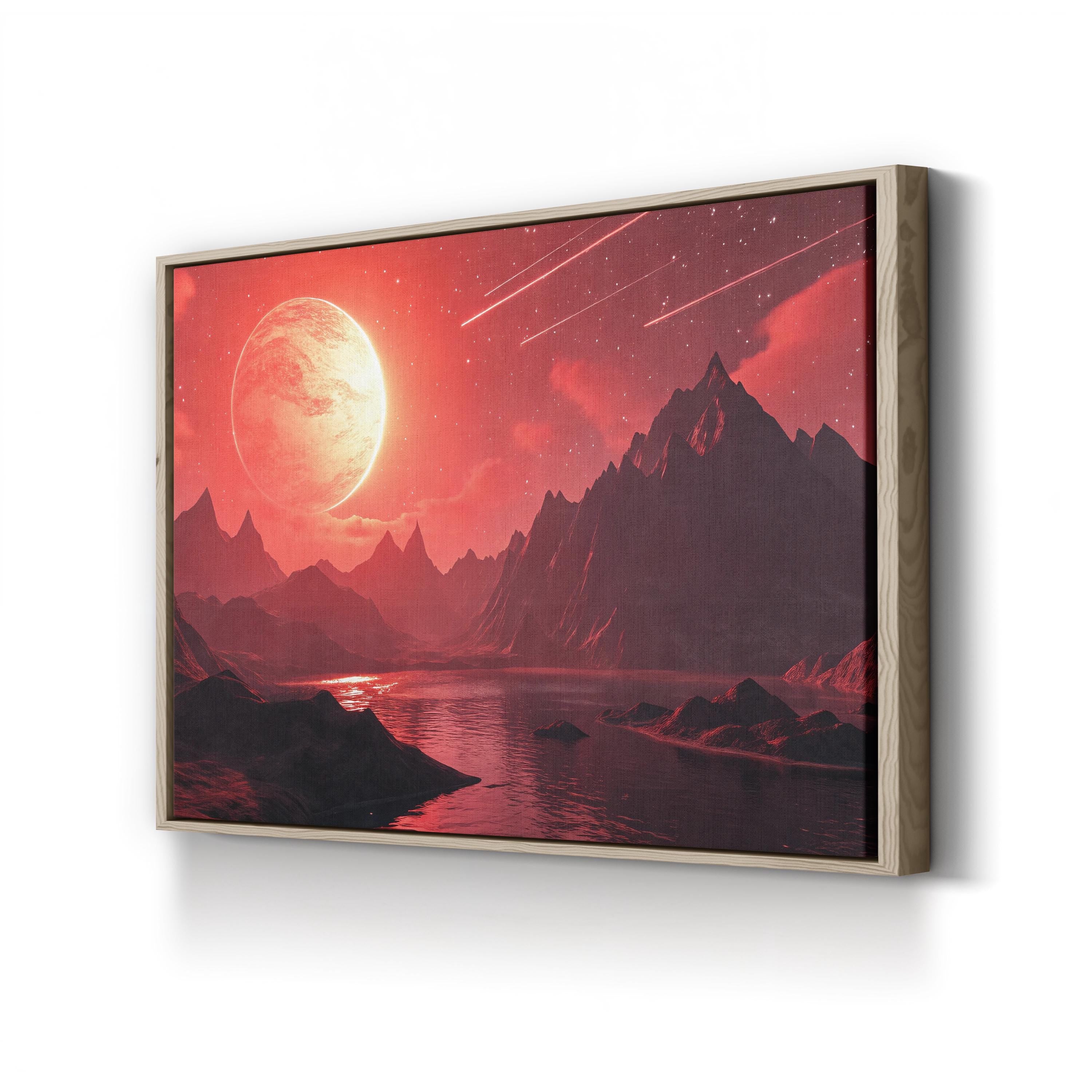 Retrowave Neon Mountain Landscape – Period Illustration Wall Art | 80s Synthwave Canvas Print