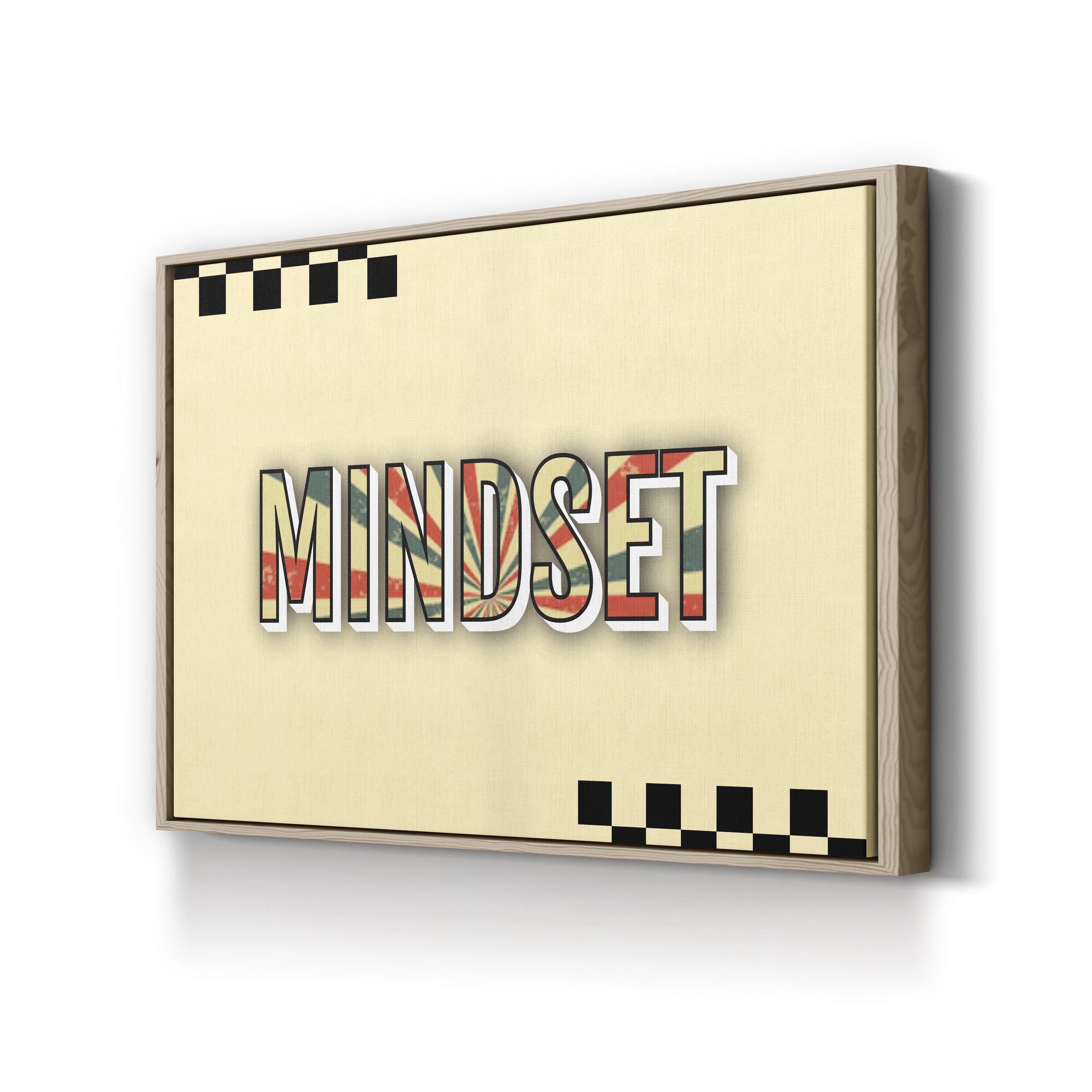 Retro Mindset Canvas Art | Motivational Quote Typography Wall Print