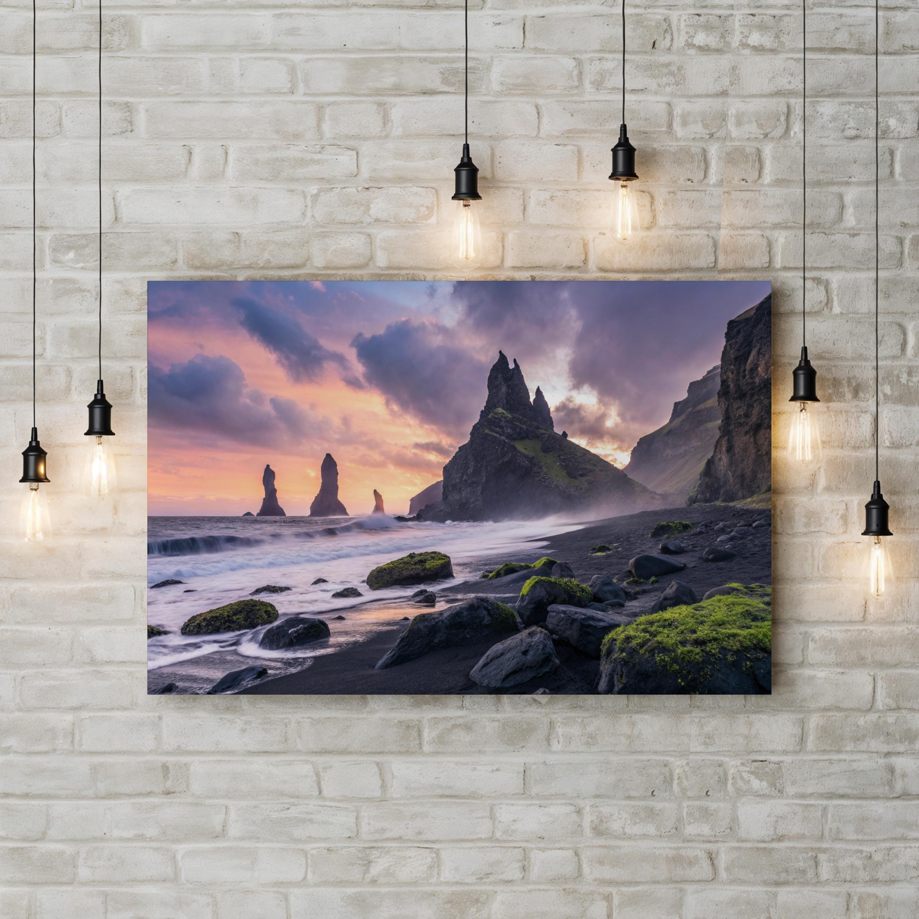 Reynisdrangar Iceland Canvas Print – Ocean Wave Landscape Photography