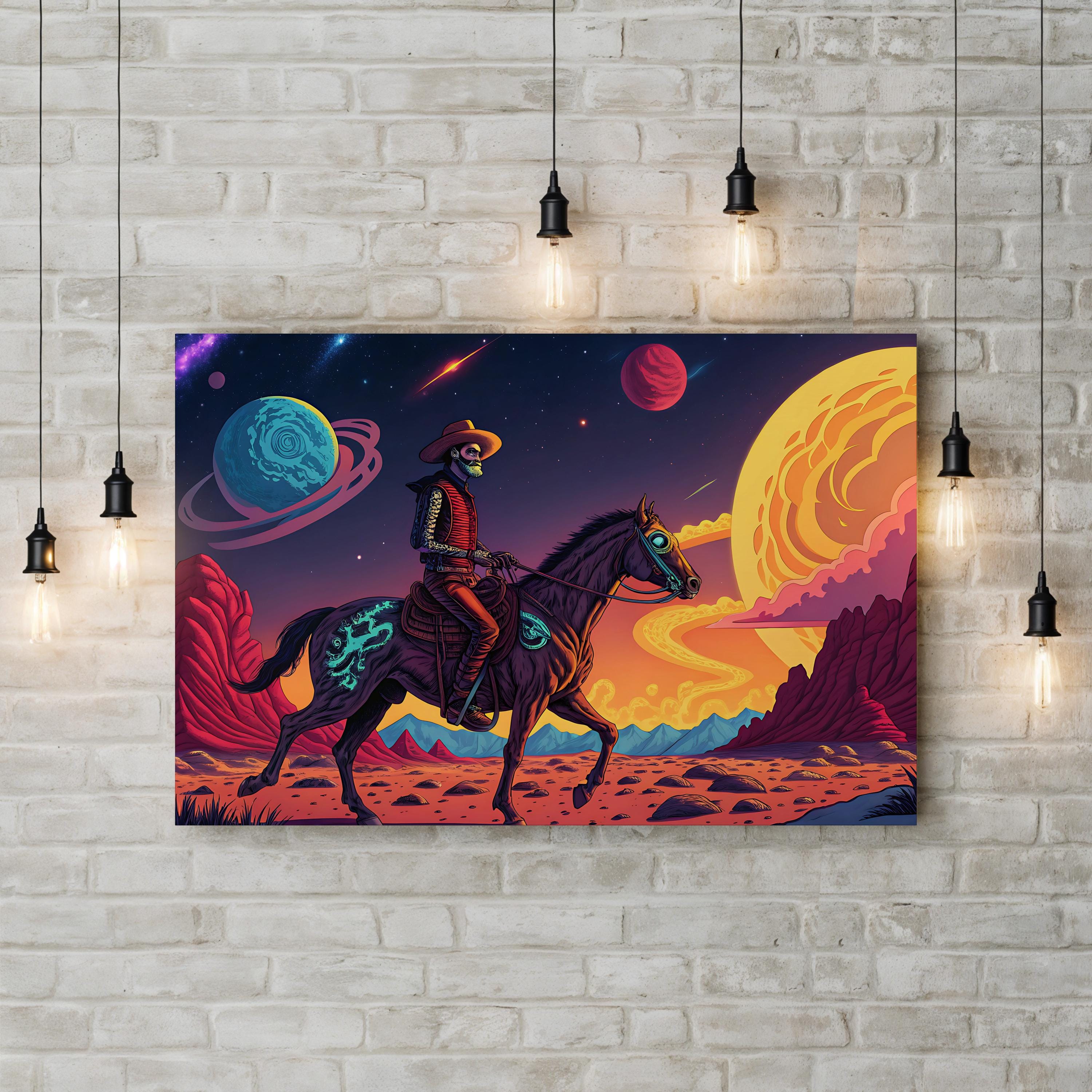 Cowboy Rider Western Surreal – Period Illustration Wall Art | Equestrian Canvas Print