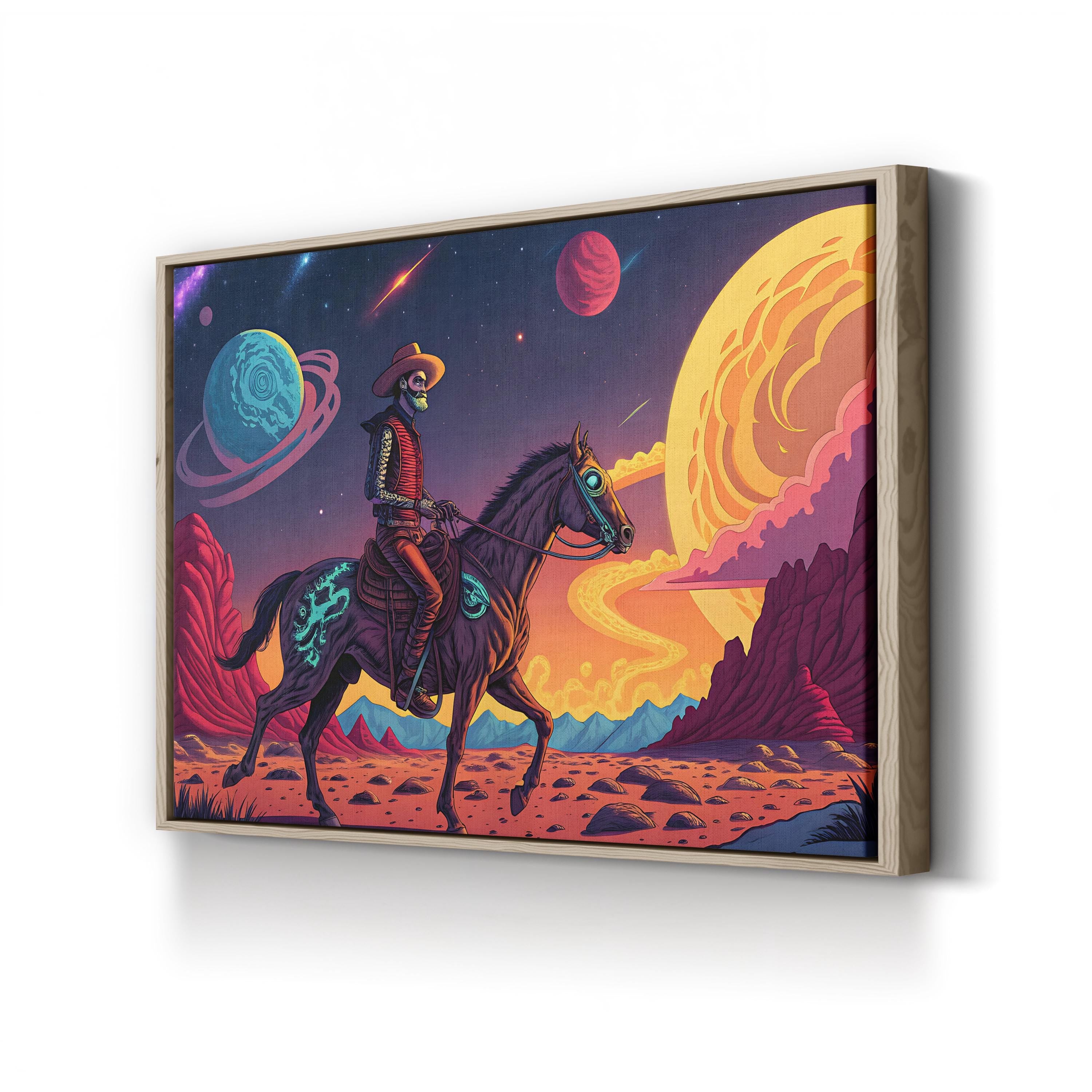 Cowboy Rider Western Surreal – Period Illustration Wall Art | Equestrian Canvas Print