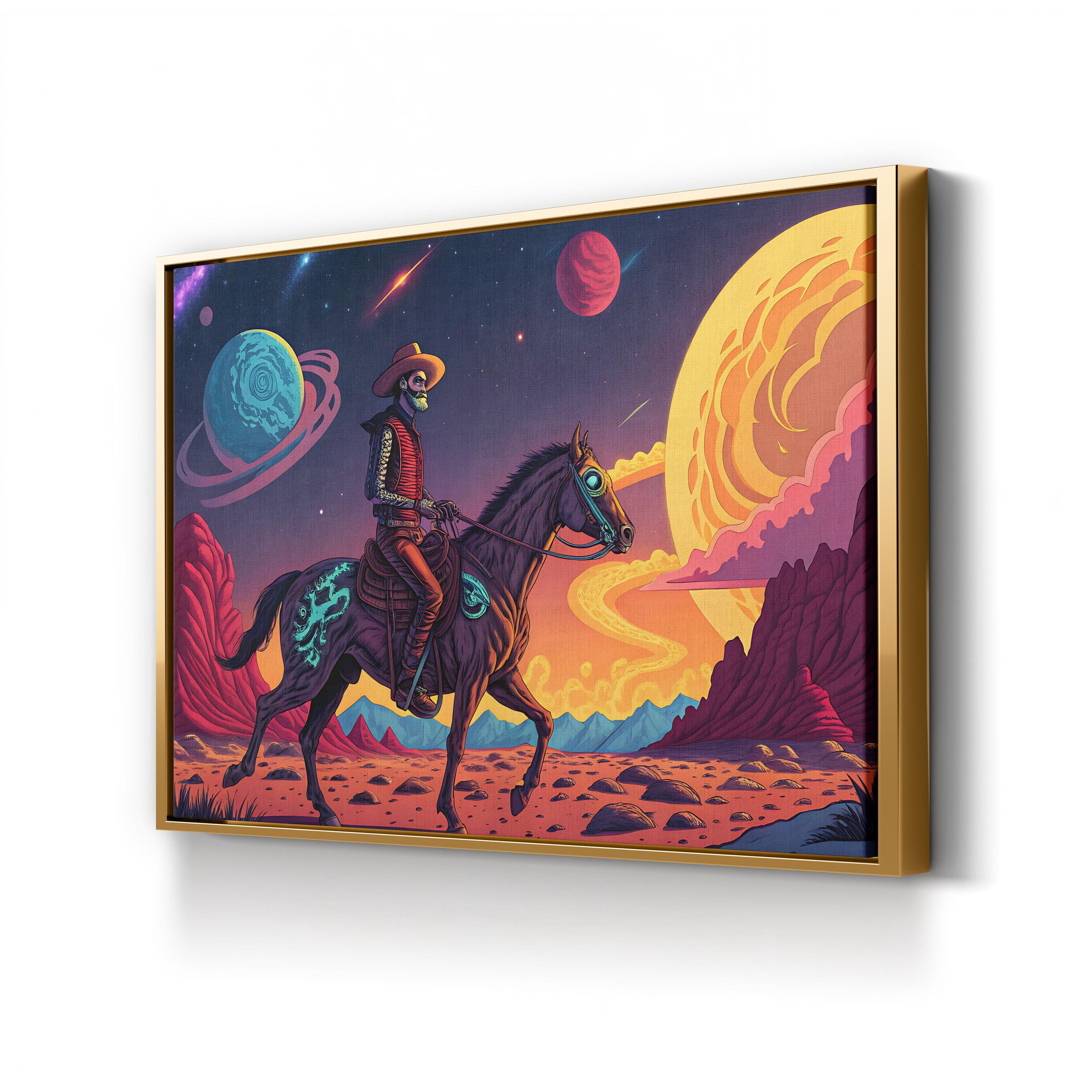 Cowboy Rider Western Surreal – Period Illustration Wall Art | Equestrian Canvas Print