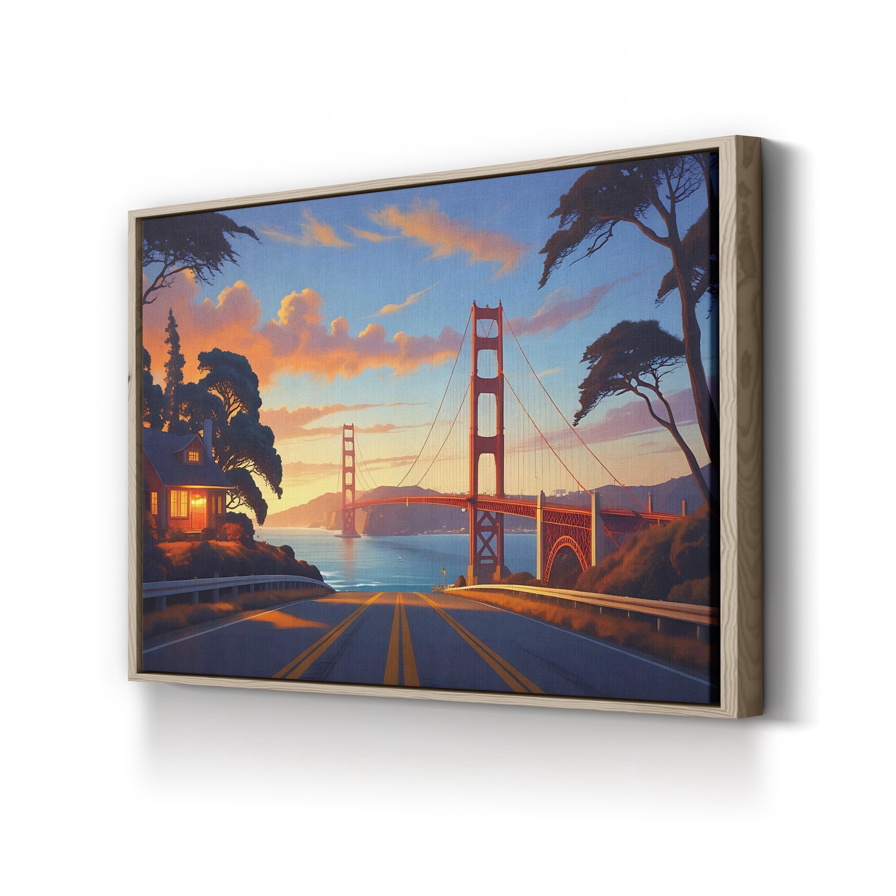 Golden Sunset Coastal Road – Vintage Photography Wall Art | Landscape Canvas Print
