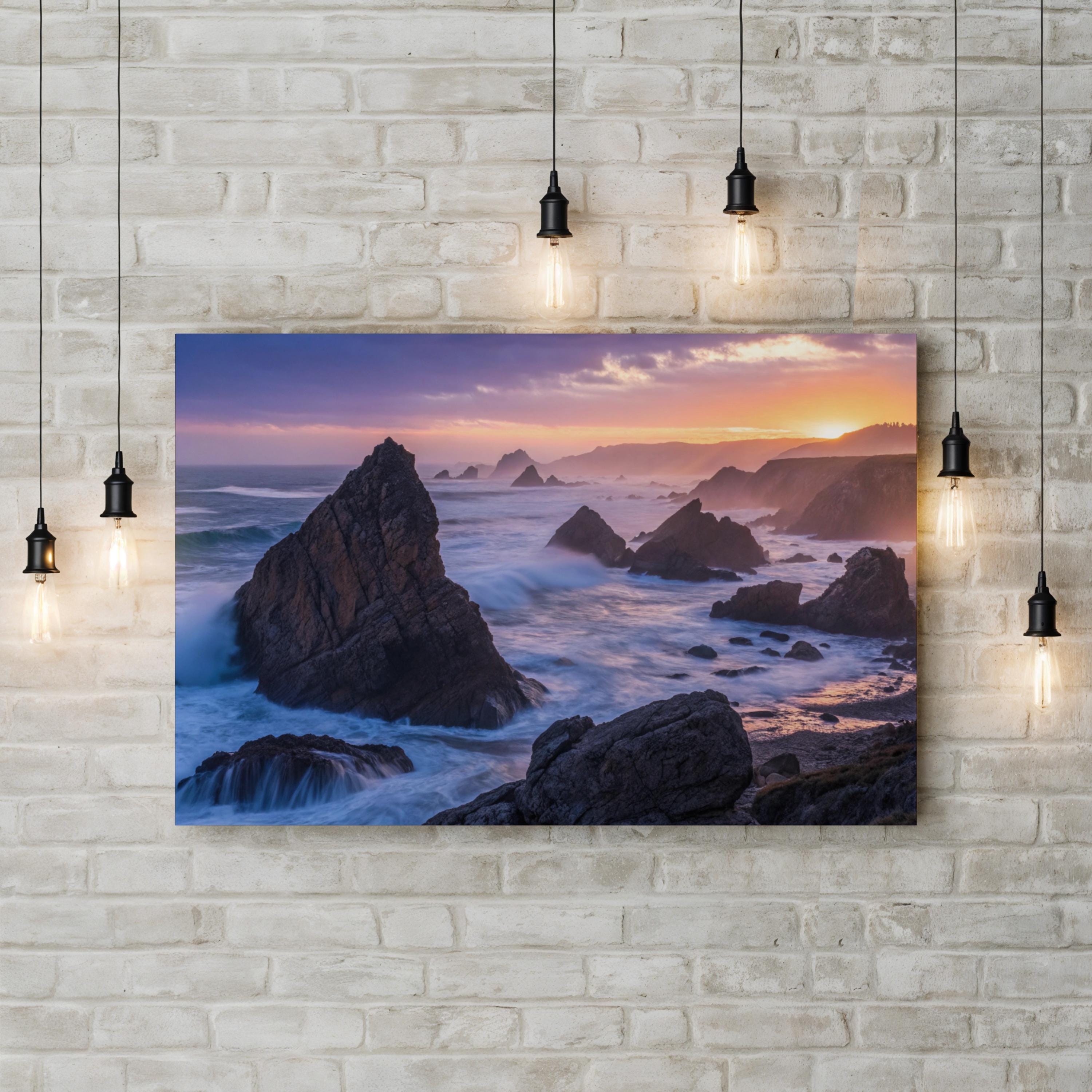 Rodeo Beach Sunset Sea Stacks – Vintage Photography Wall Art | Coastal Wave Canvas Print