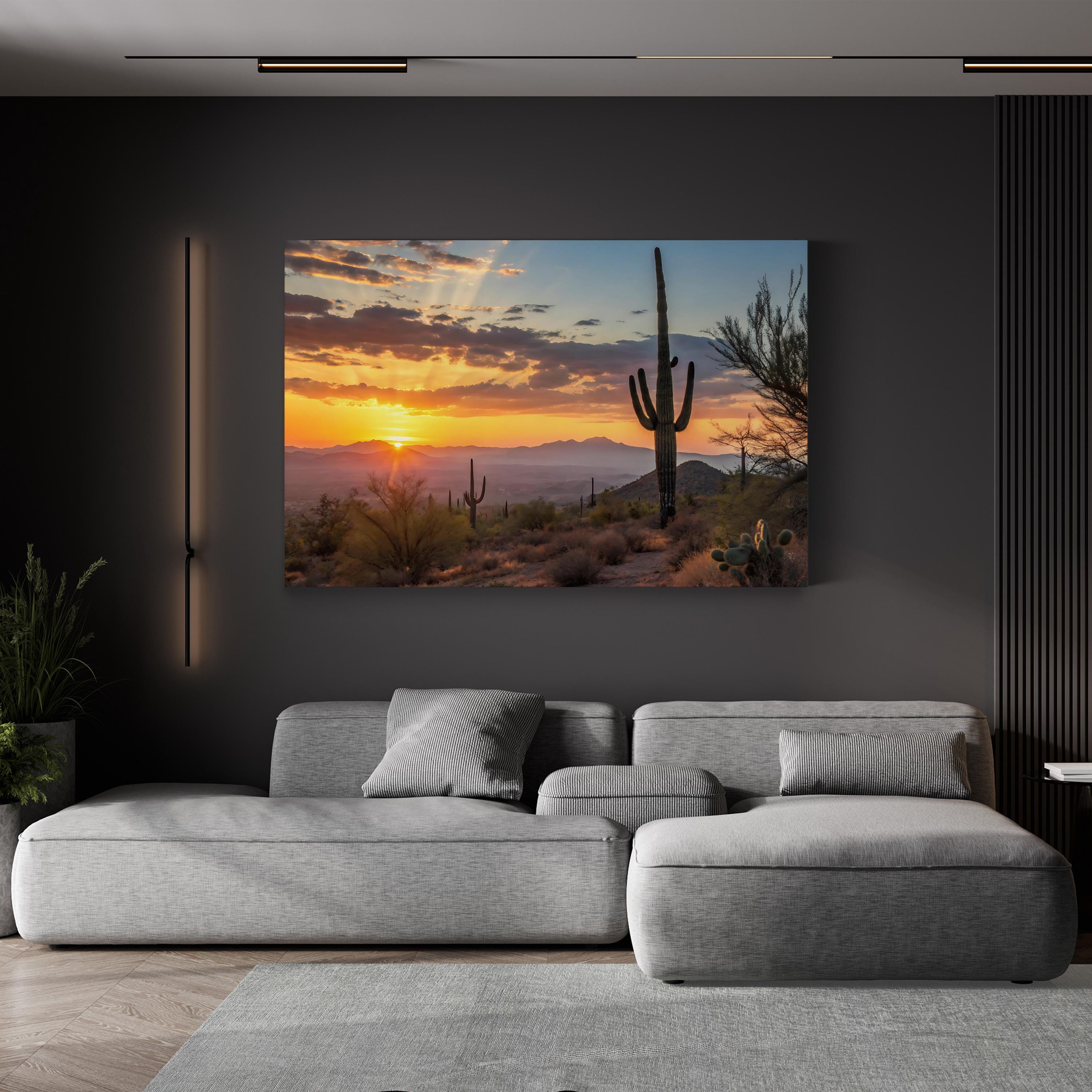 Saguaro Sunrise – Vintage Photography Wall Art | Tucson Desert Landscape Canvas Print