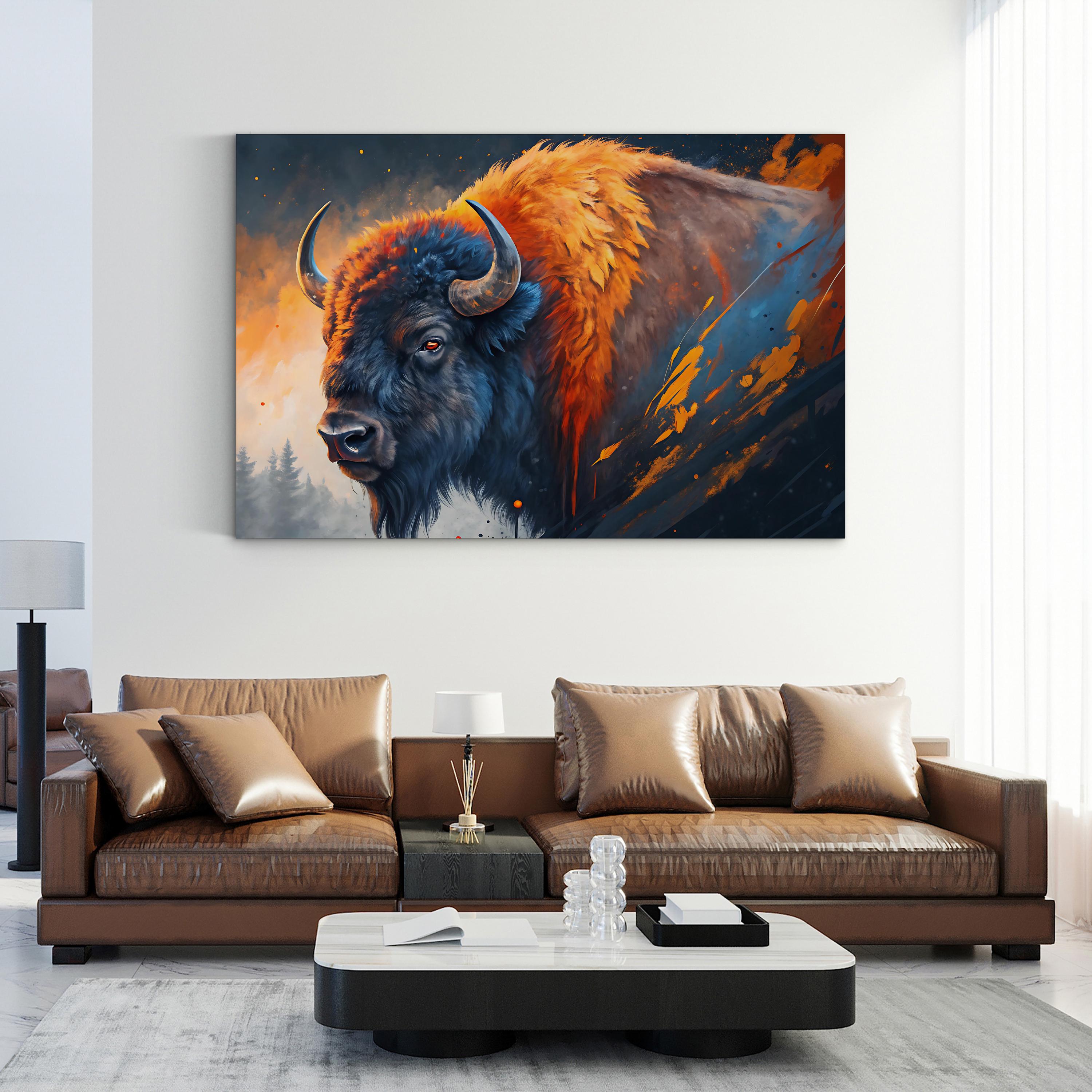 Sacred Buffalo – Period Illustration Wall Art | Wildlife Portrait Canvas Print