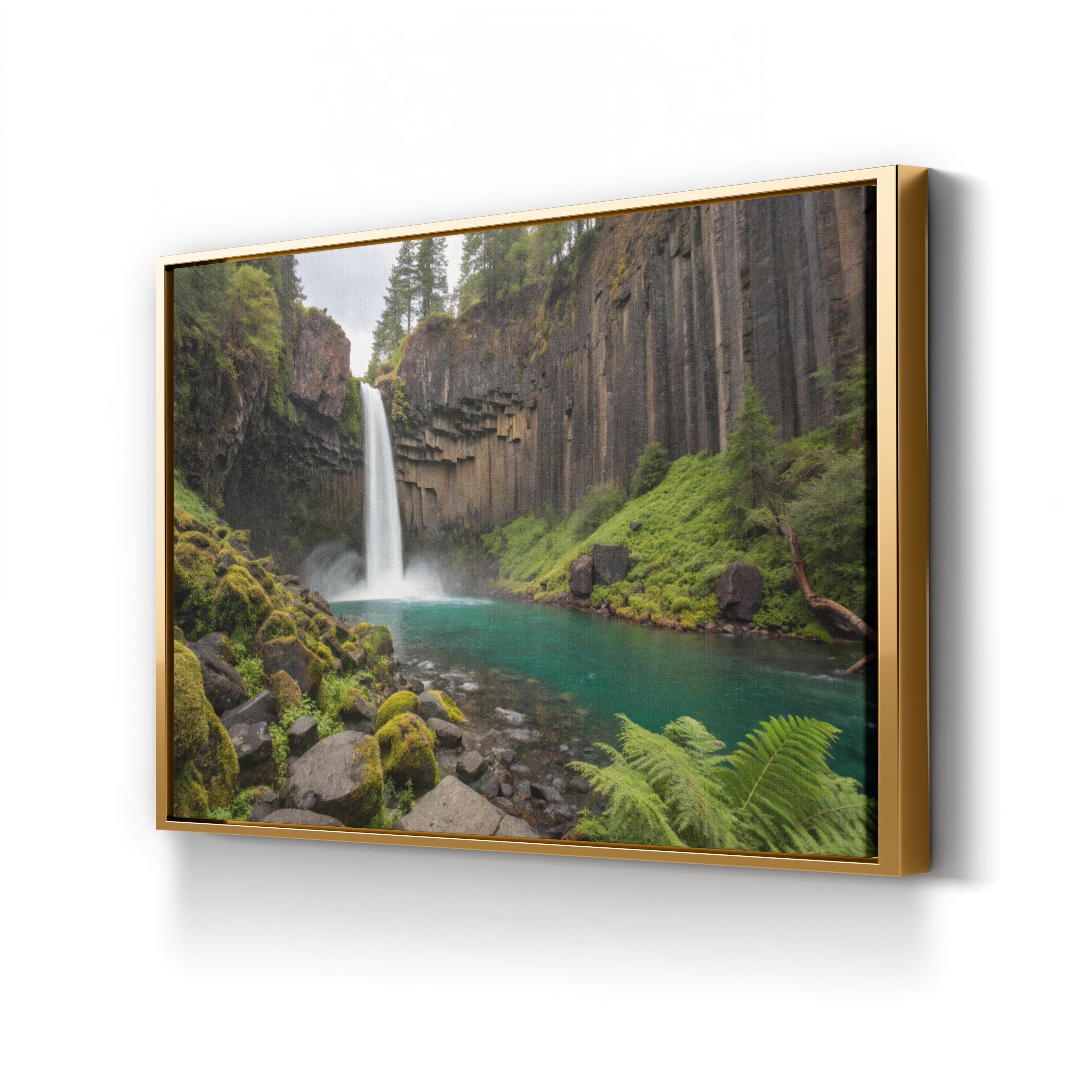 Waterfall Emerald Pool – Vintage Photography Wall Art | Tranquil Nature Canvas Print