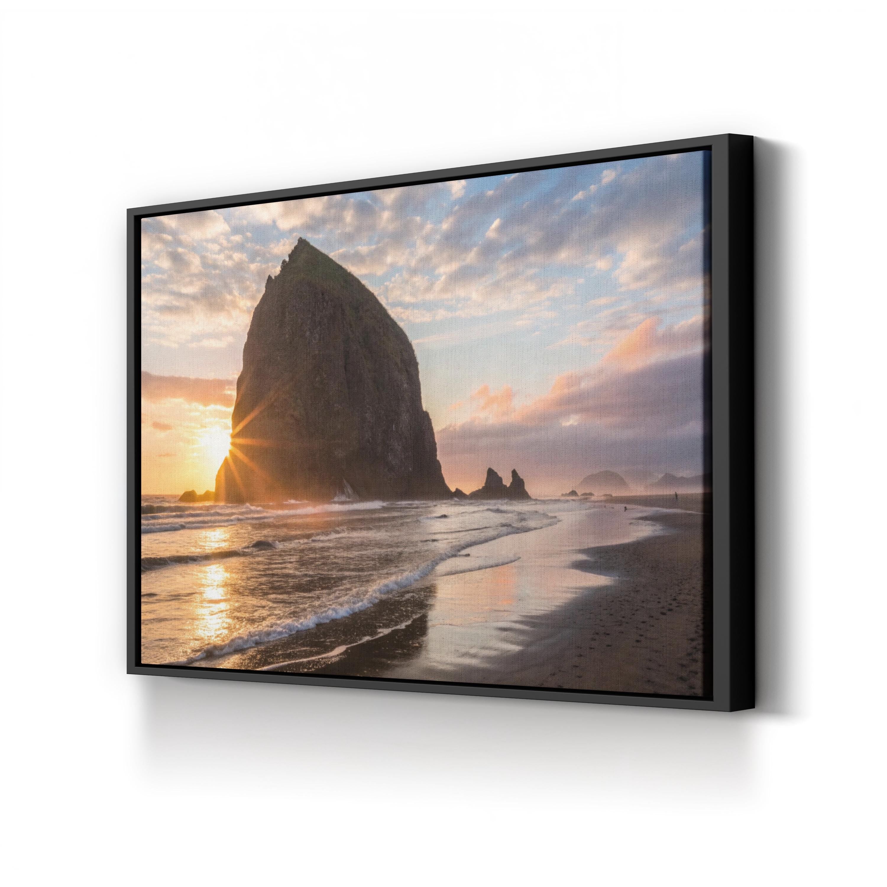 Sea Stack Sunset Coast – Vintage Photography Wall Art | Coastal Ocean Canvas Print