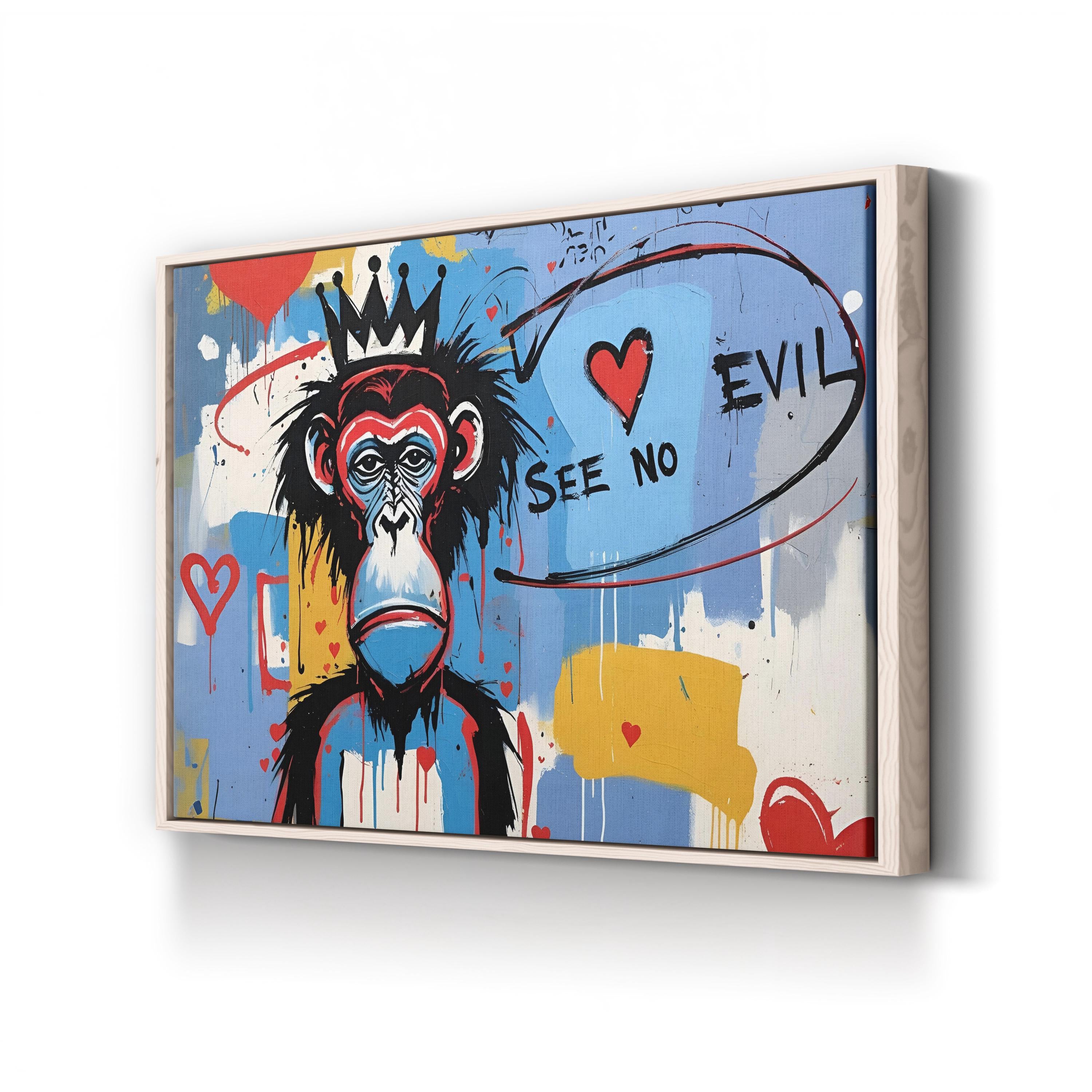 Basquiat Style Crowned Figure – Period Illustration Wall Art | Urban Street Canvas Print