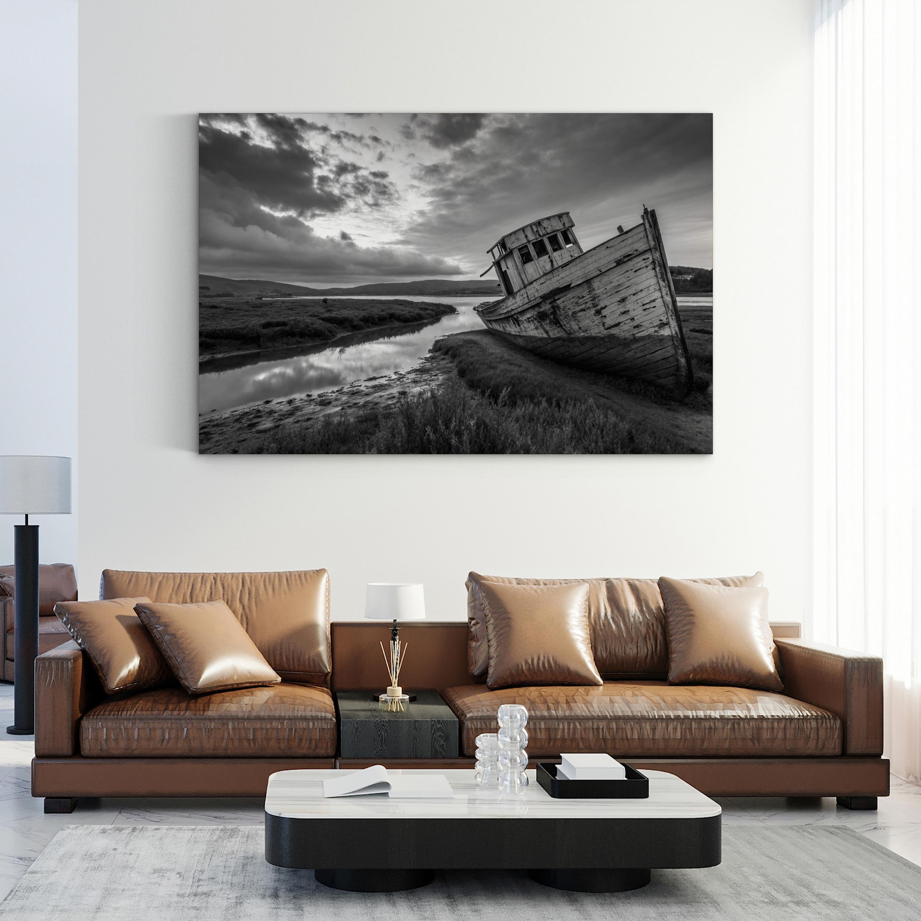 Point Reyes Shipwreck – Vintage Photography Wall Art | Black & White Coastal Canvas Print