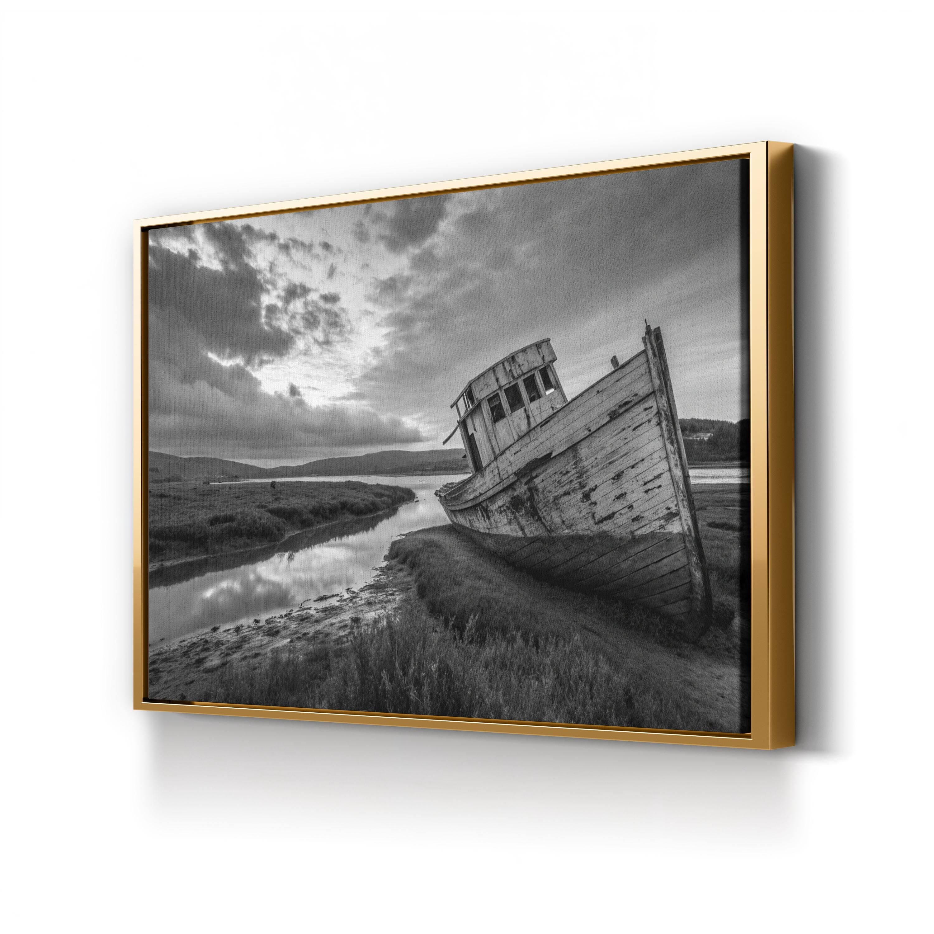 Point Reyes Shipwreck – Vintage Photography Wall Art | Black & White Coastal Canvas Print