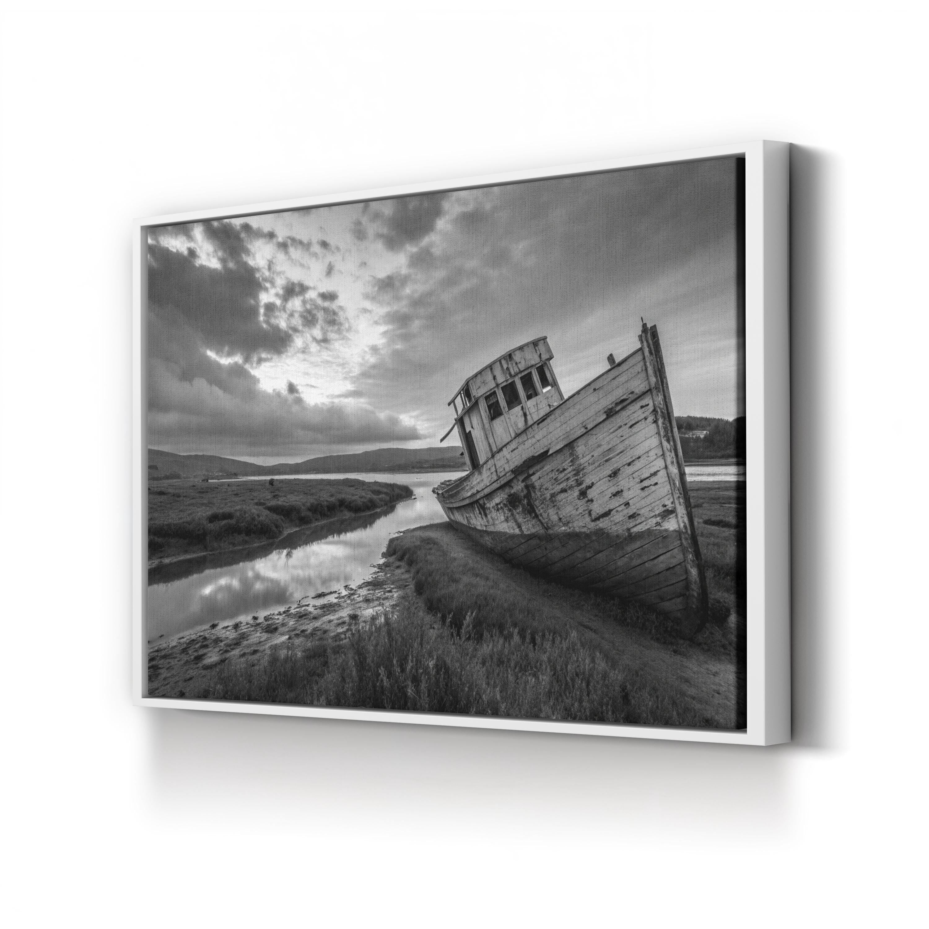 Point Reyes Shipwreck – Vintage Photography Wall Art | Black & White Coastal Canvas Print
