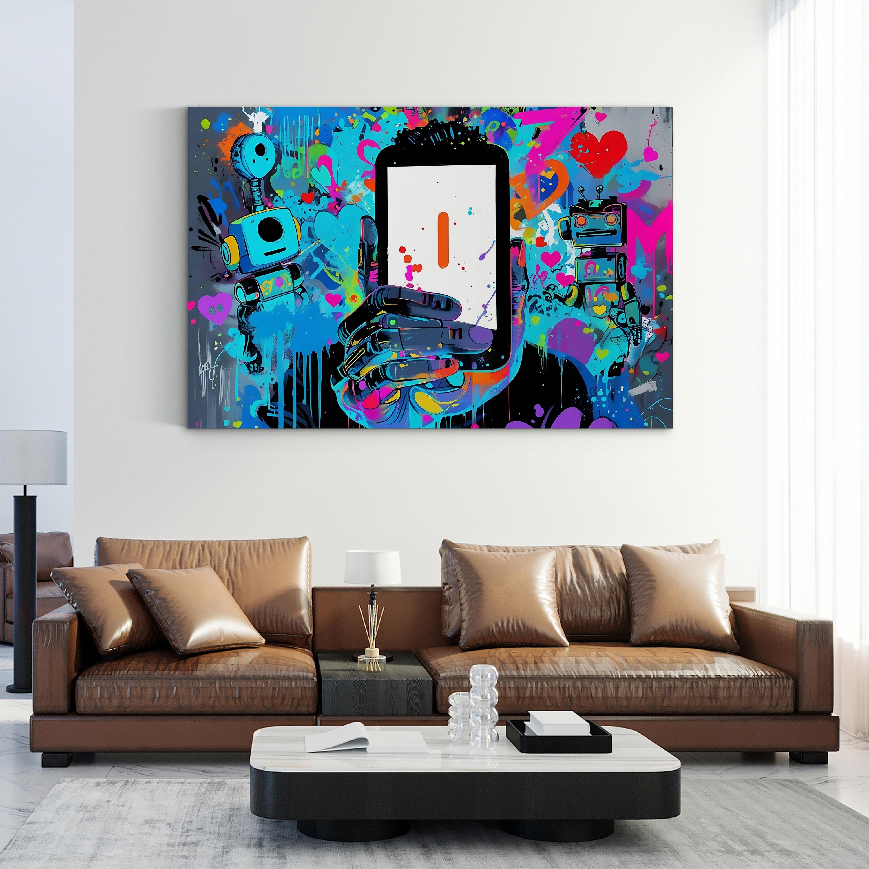 Smile Graffiti – Period Illustration Wall Art | Colorful Pop Art Canvas Print