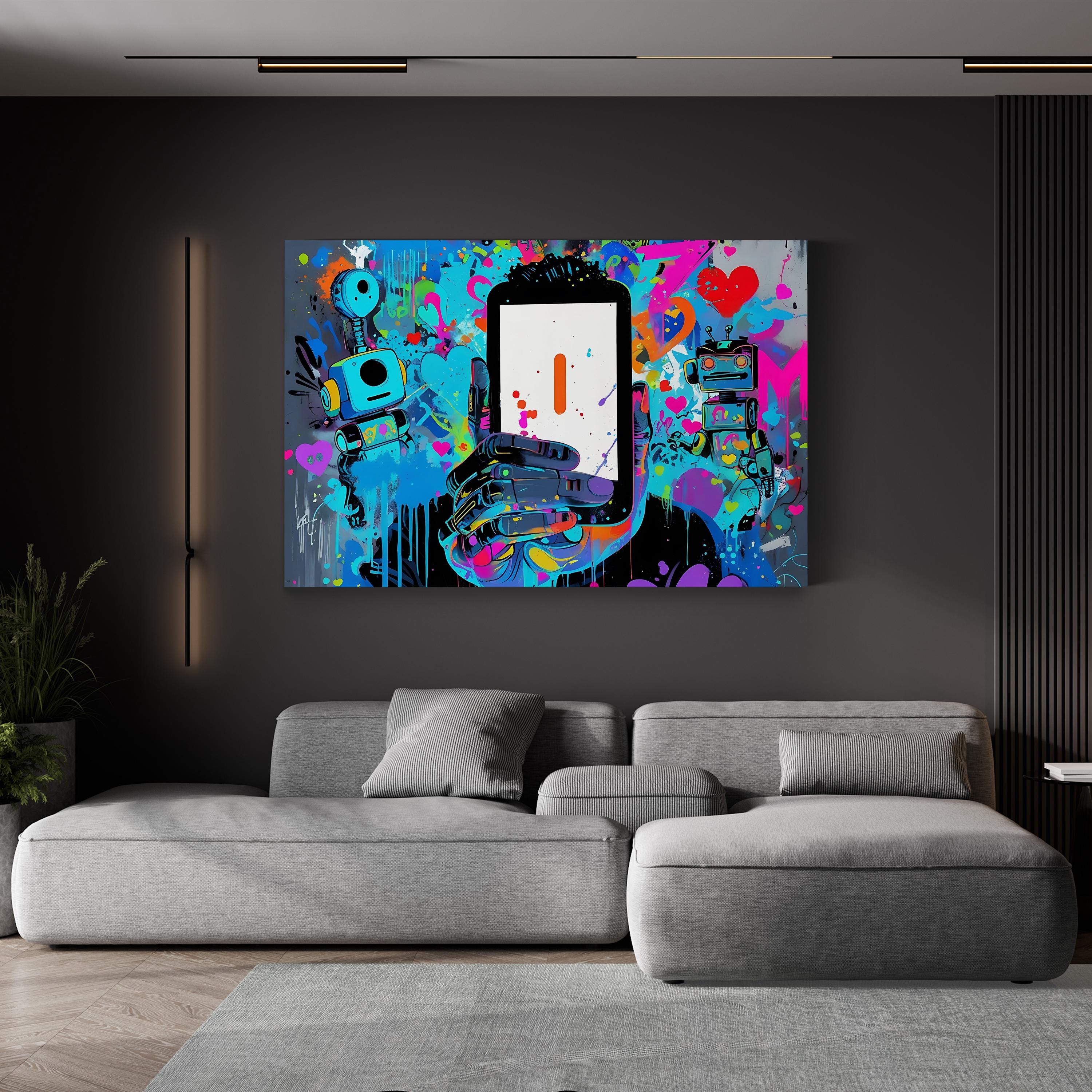 Smile Graffiti – Period Illustration Wall Art | Colorful Pop Art Canvas Print