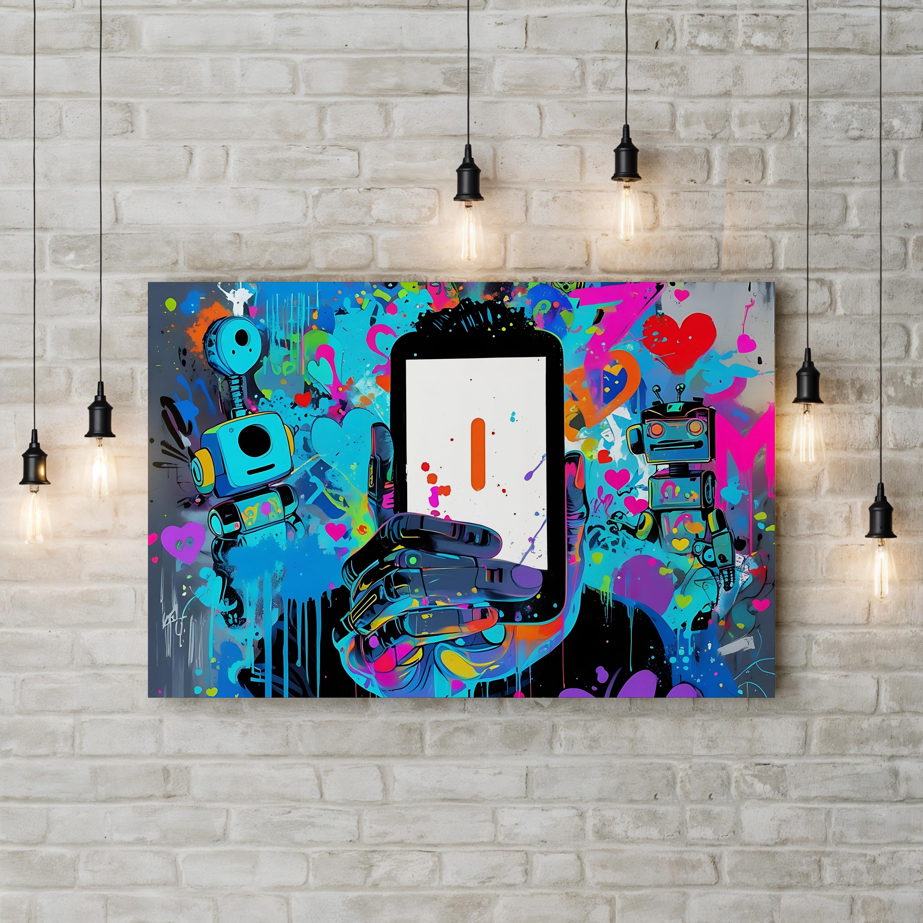 Smile Graffiti – Period Illustration Wall Art | Colorful Pop Art Canvas Print