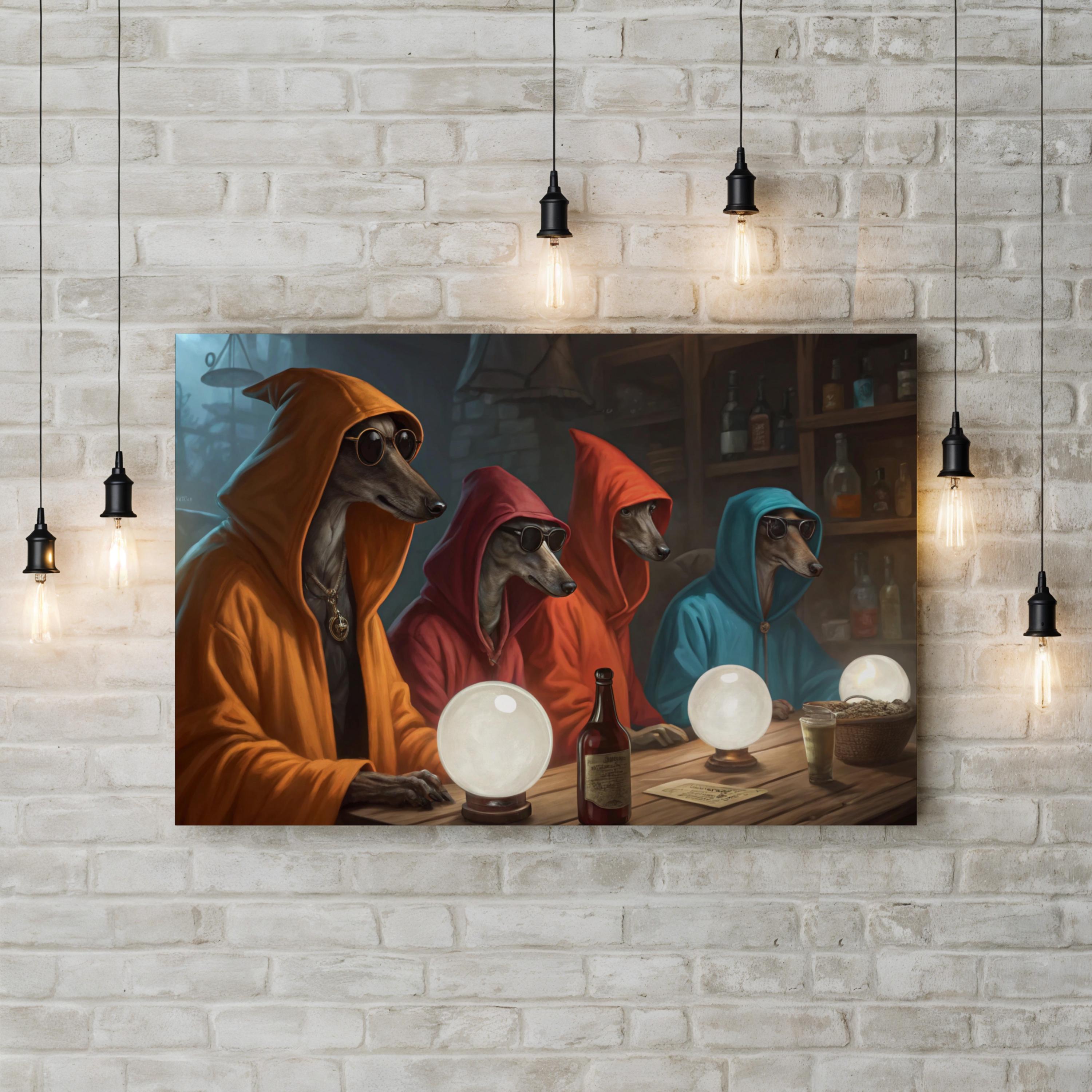 Dogs in Hoodies – Period Illustration Wall Art | Whimsical Animal Canvas Print