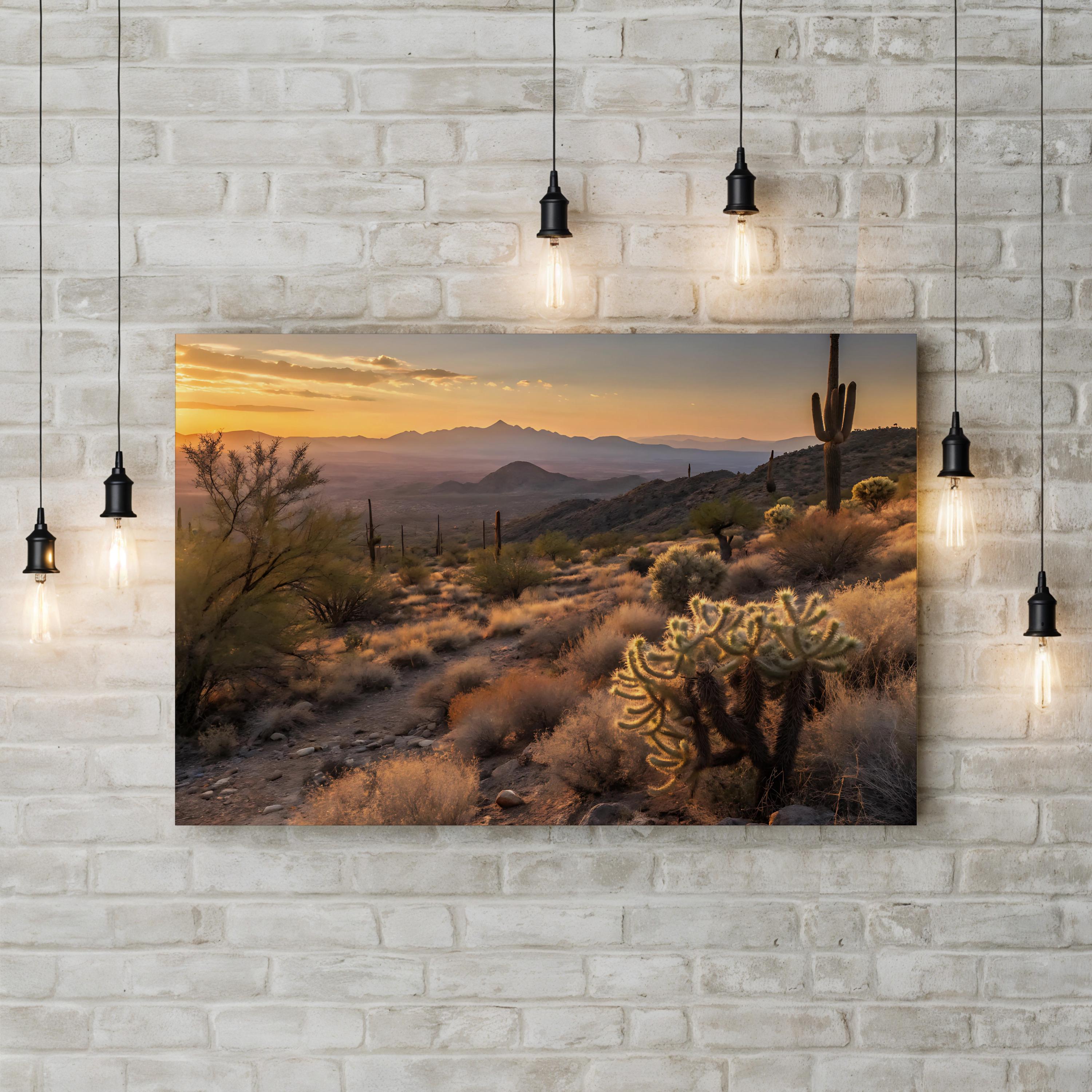 Tucson Desert Sunset – Vintage Photography Wall Art | Arizona Cactus Canvas Print