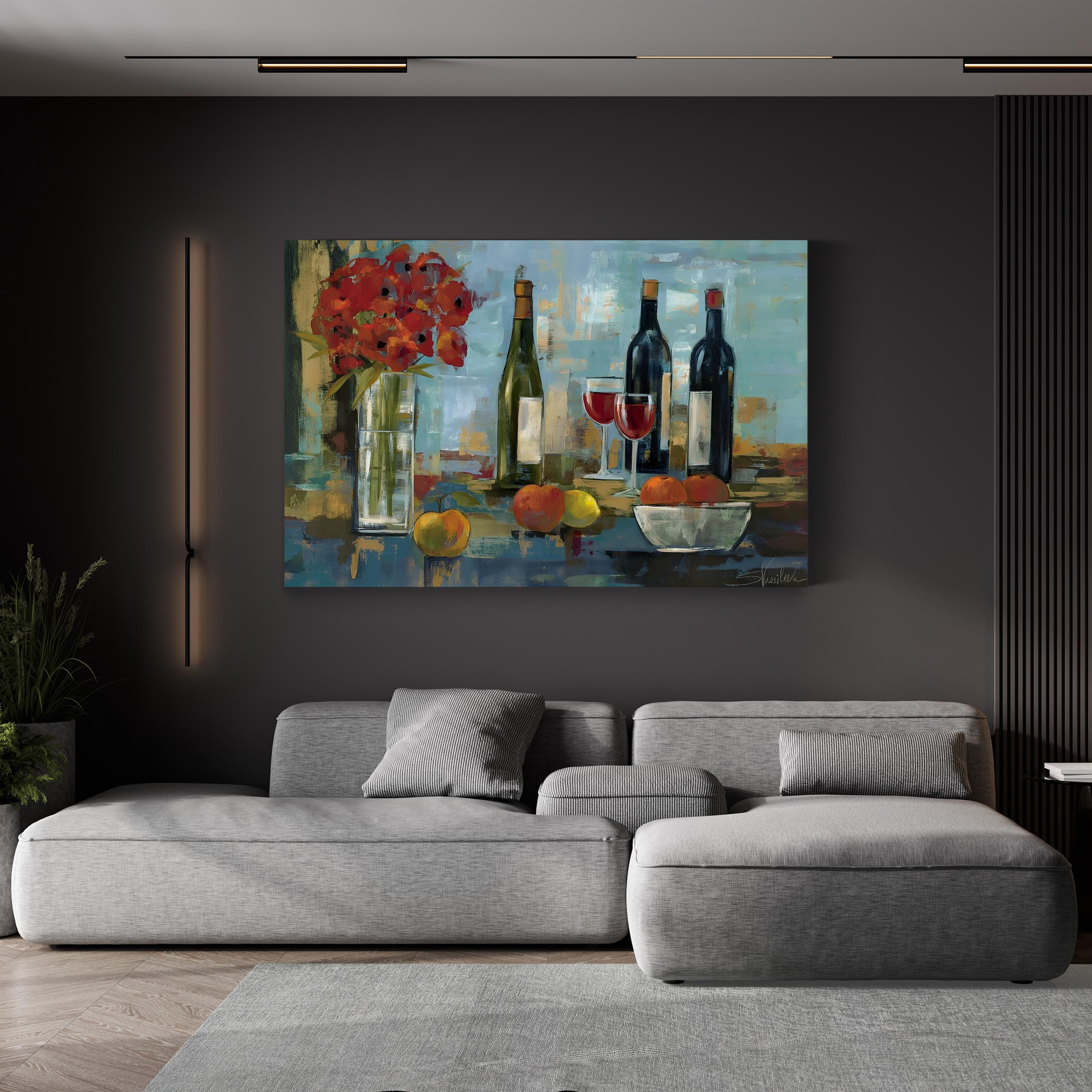 Fruit and Wine Wall Art by Silvia Vassileva – Elegant Still Life Canvas Print
