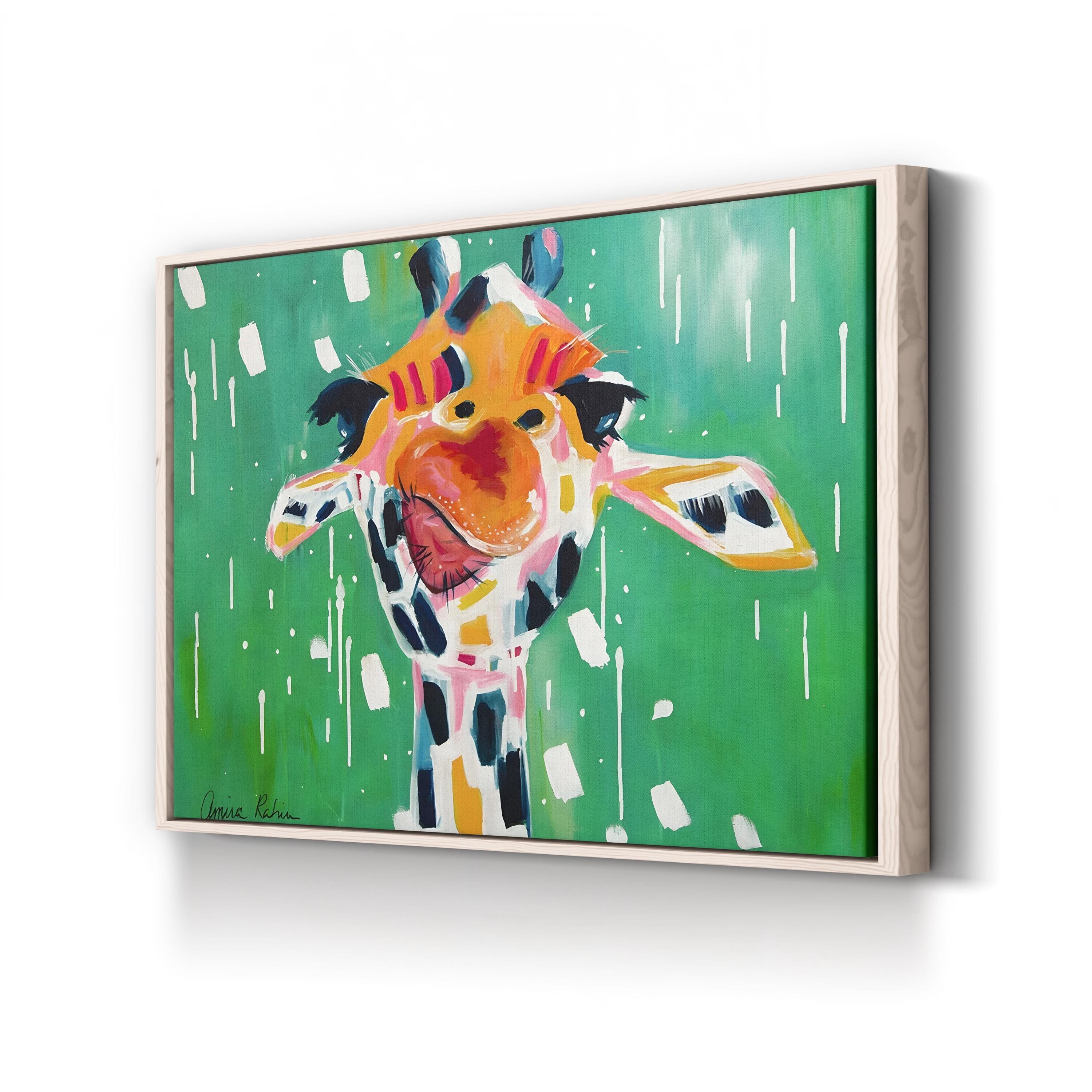 Gino 2015 Expressionist Giraffe – Period Illustration Wall Art | Abstract Animal Canvas Print