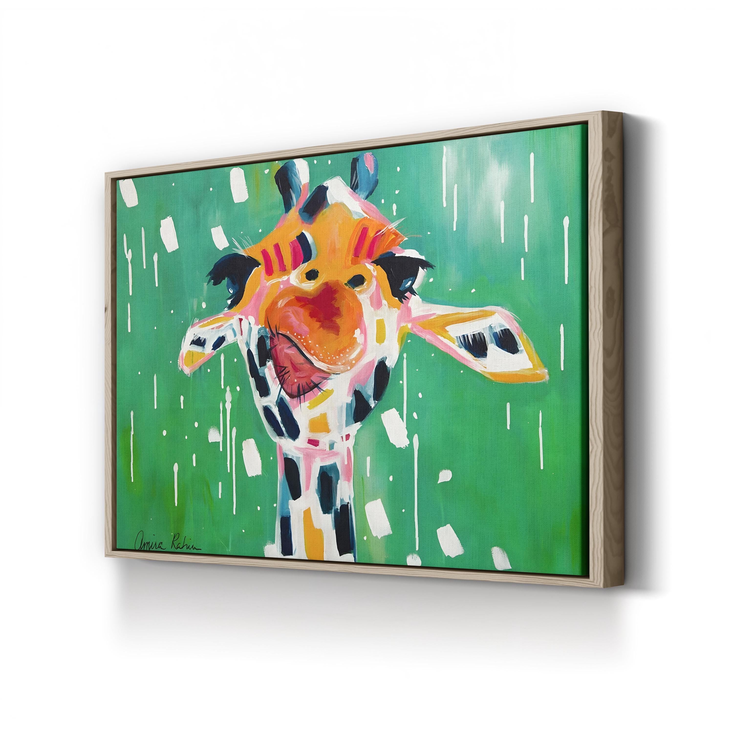 Gino 2015 Expressionist Giraffe – Period Illustration Wall Art | Abstract Animal Canvas Print