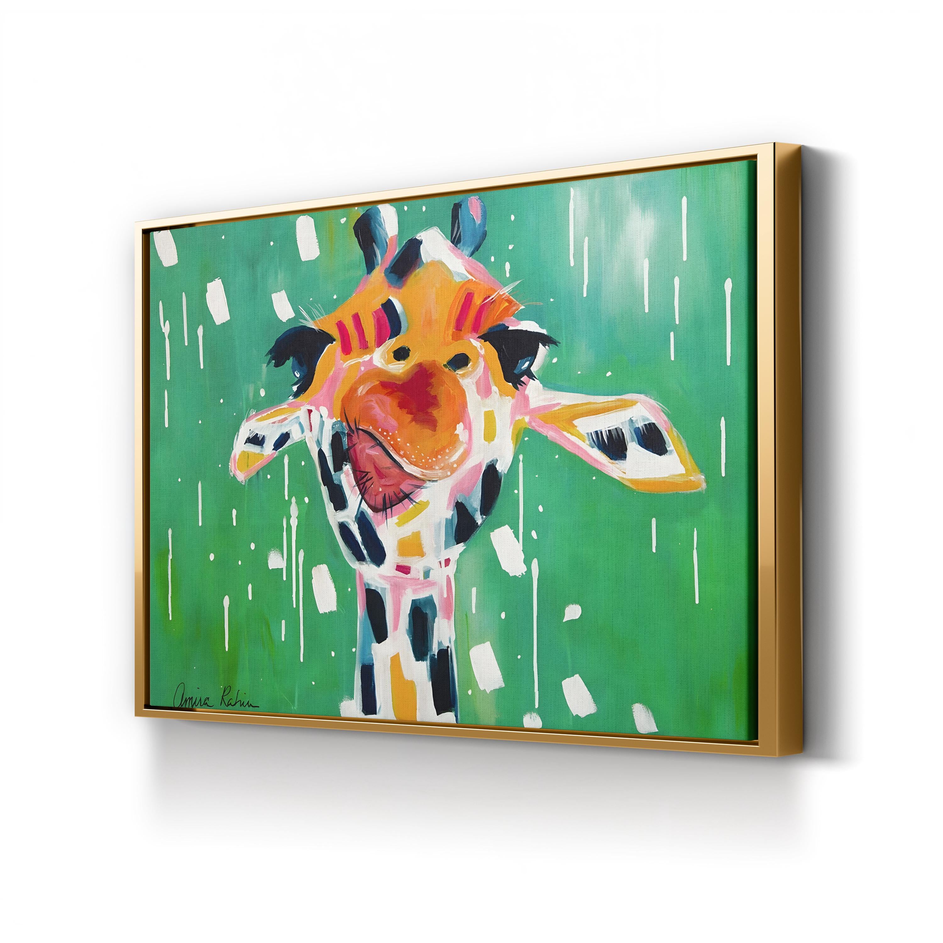 Gino 2015 Expressionist Giraffe – Period Illustration Wall Art | Abstract Animal Canvas Print