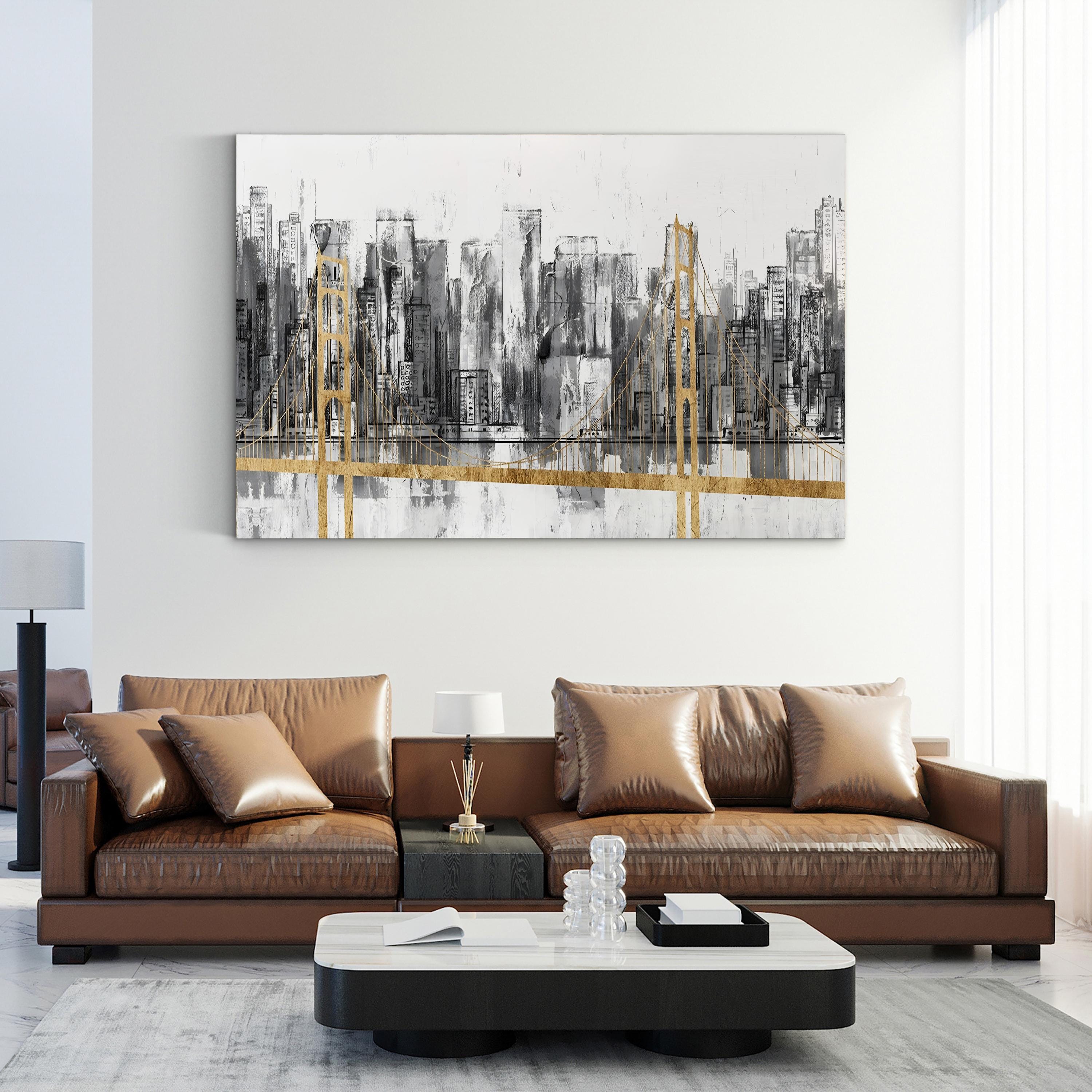 Golden Bridge Panorama Wall Art | Golden Gate Bridge, San Francisco, California Cityscape Canvas by Jennifer Goldberger