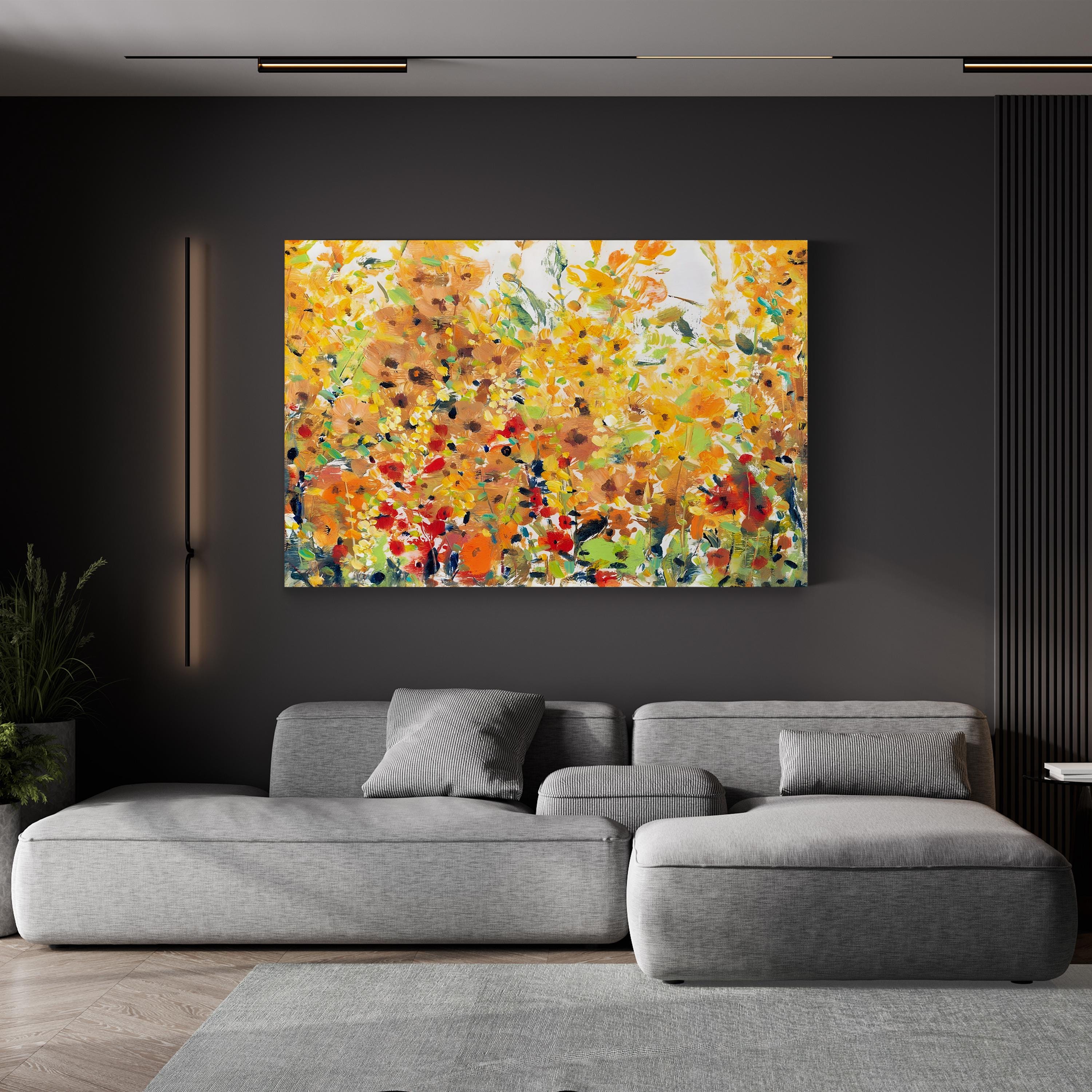 Golden Summer Garden II Canvas Wall Art | Contemporary Floral Painting by Tim O’Toole