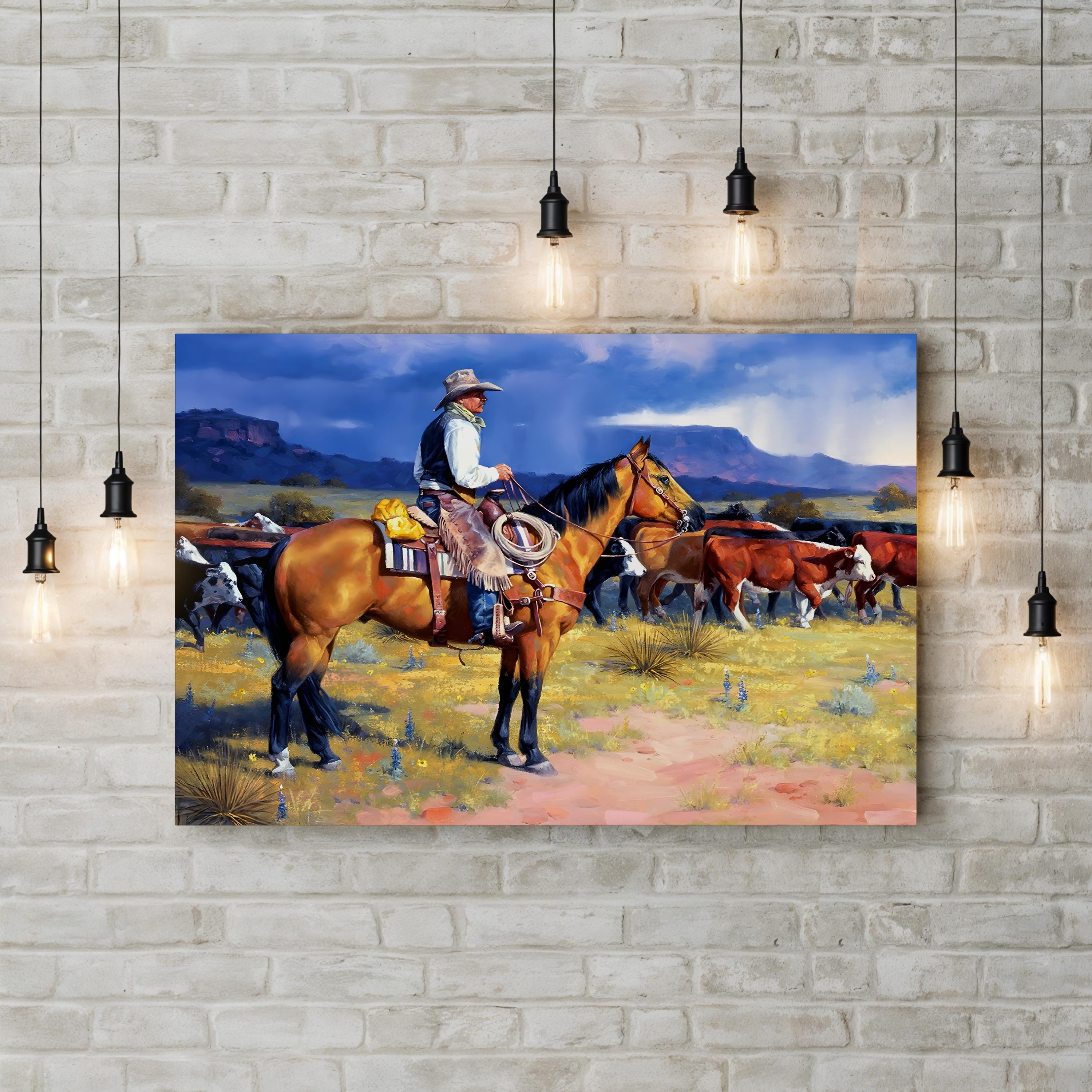 Great American Cowboy – Framed Western Landscape Canvas Art by Jack Sorenson