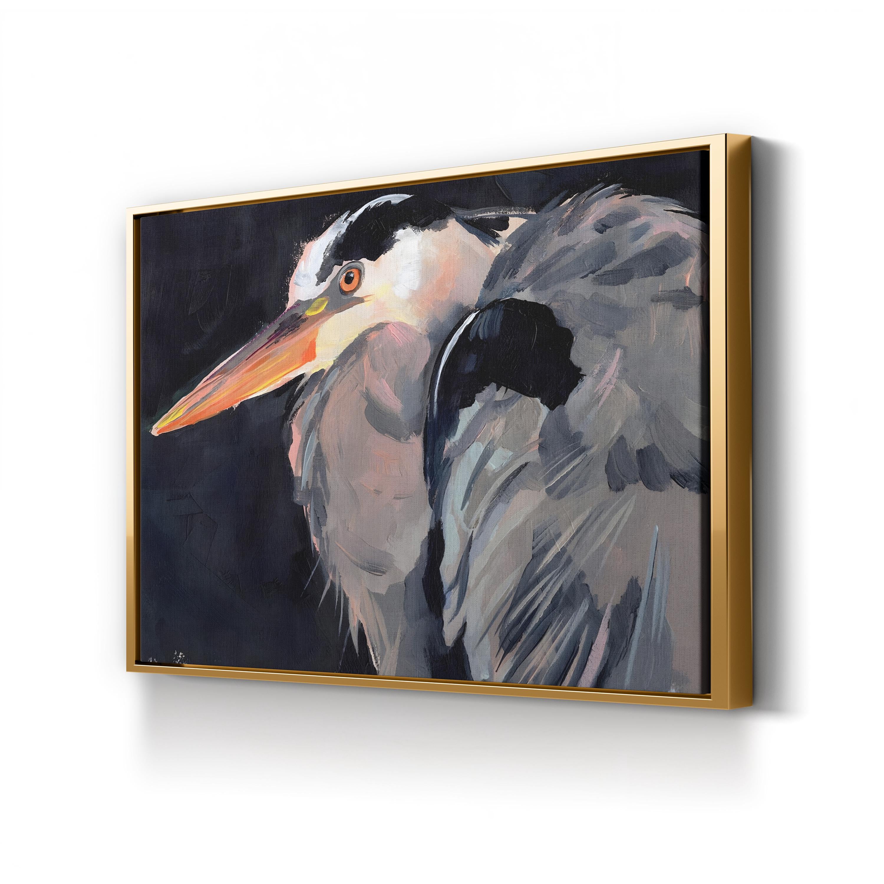 Great Heron II – Framed Modern Wildlife Canvas Art by Jennifer Paxton Parker