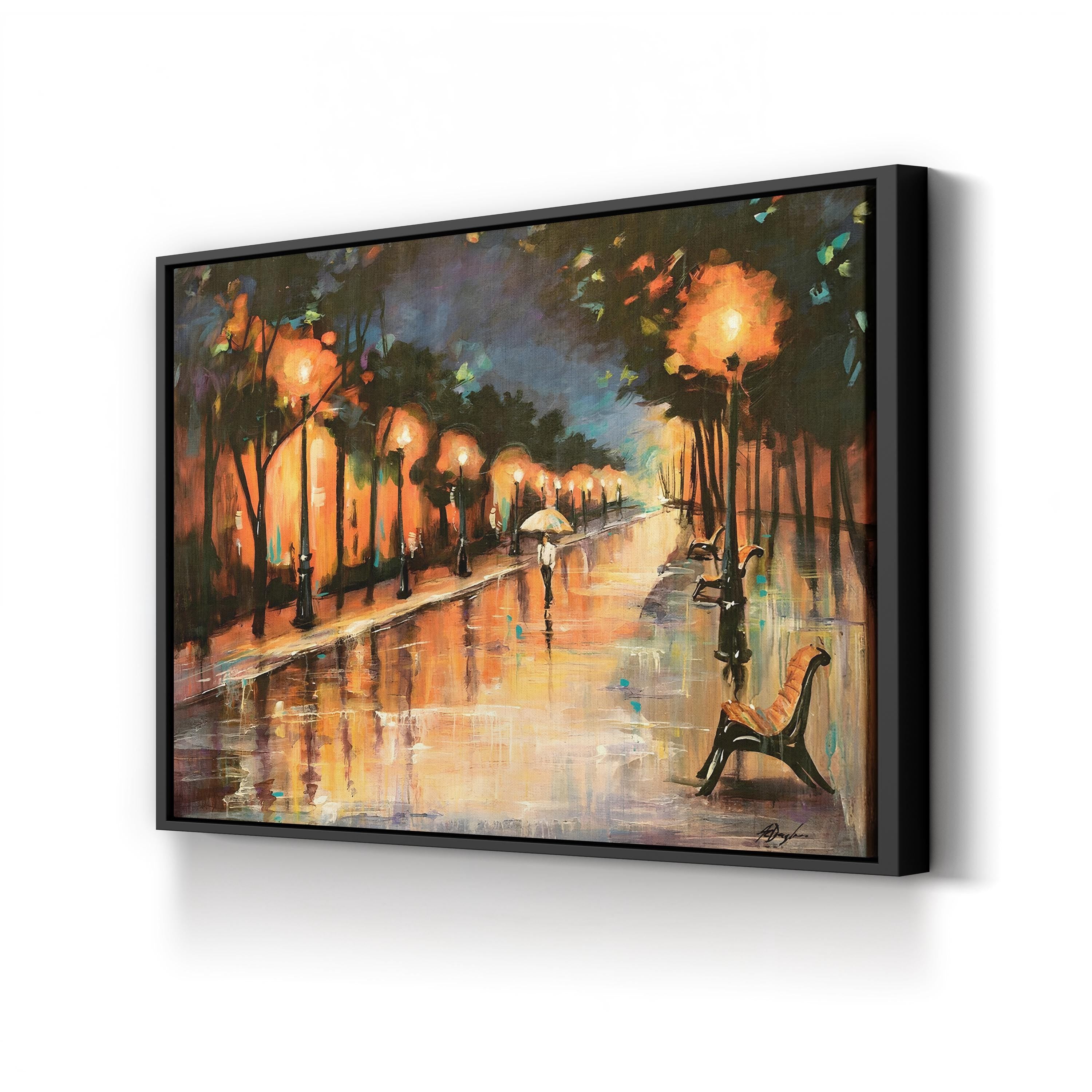 Halos In The Rain Wall Art by Farrell Douglass – Contemporary Figurative Urban Painting Print