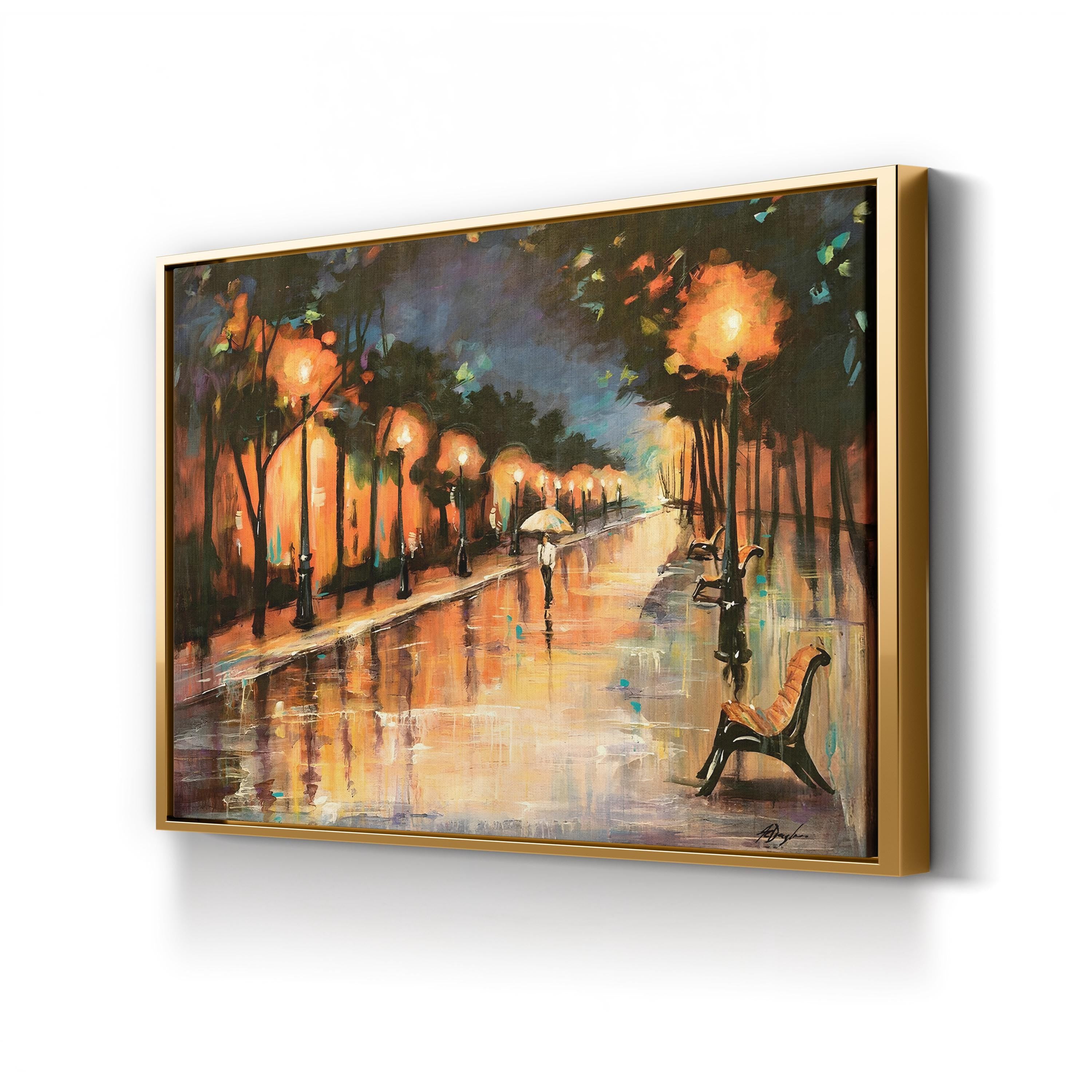 Halos In The Rain Wall Art by Farrell Douglass – Contemporary Figurative Urban Painting Print