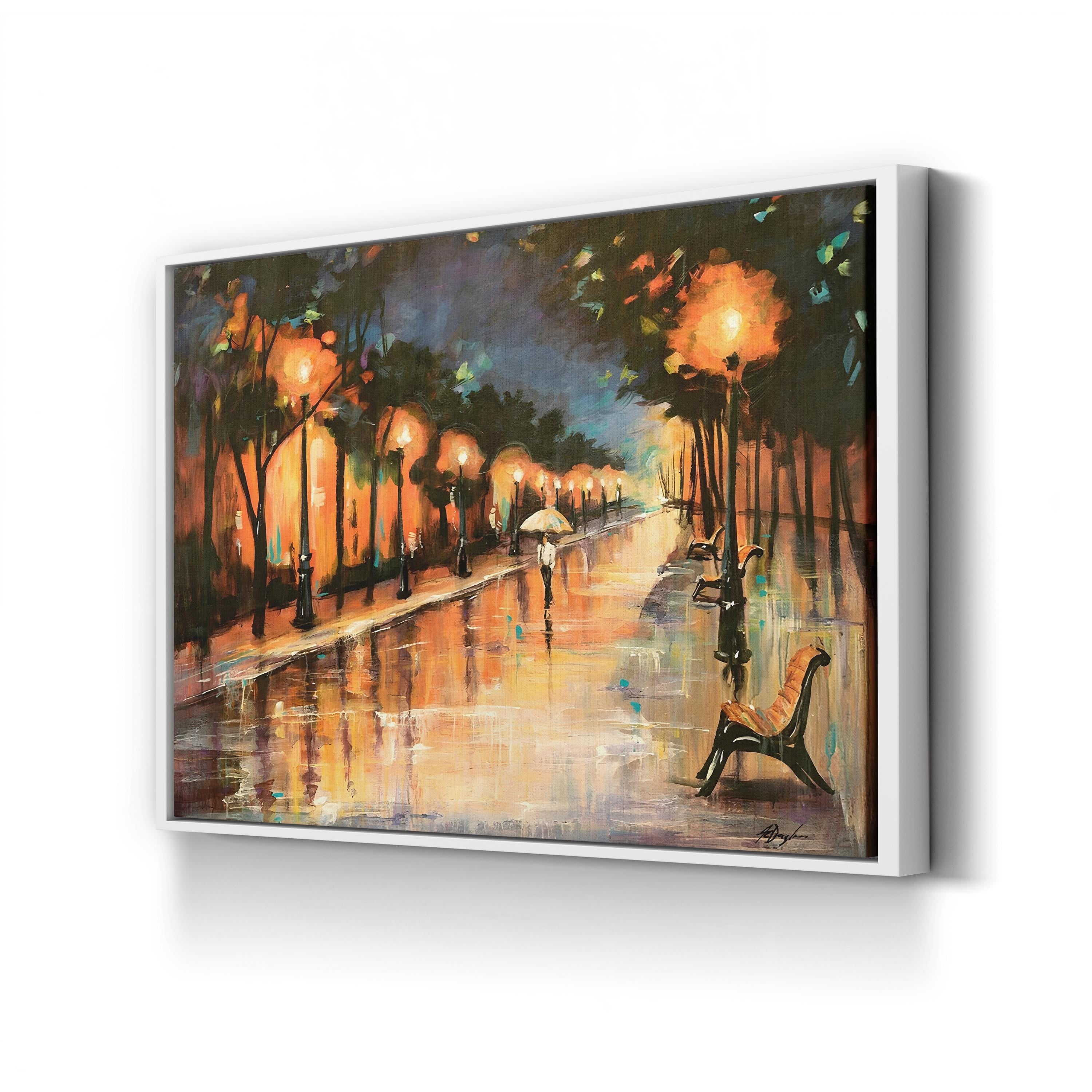 Halos In The Rain Wall Art by Farrell Douglass – Contemporary Figurative Urban Painting Print