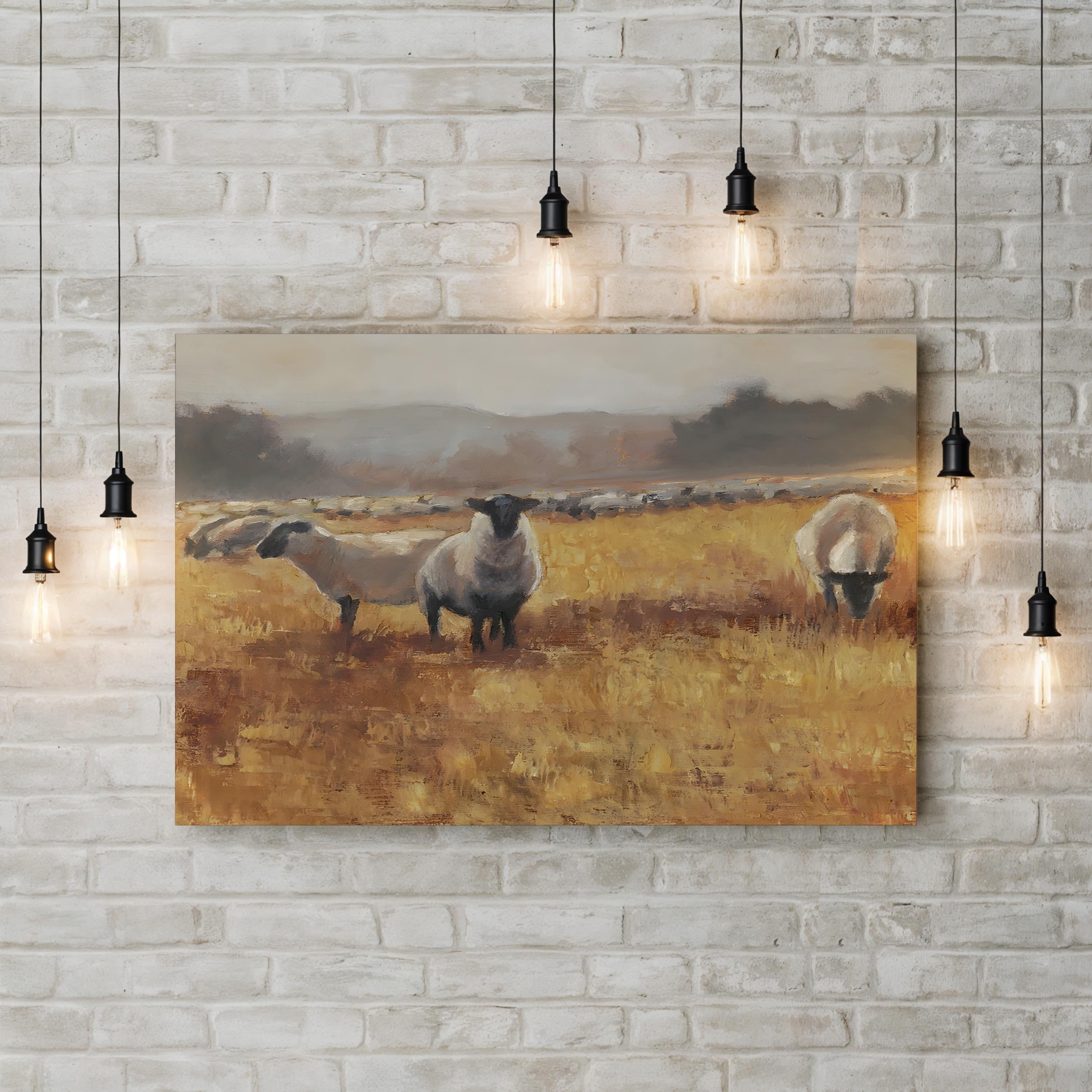 Grazing at Sunset I Wall Art by Ethan Harper – Wildlife Landscape Canvas Print