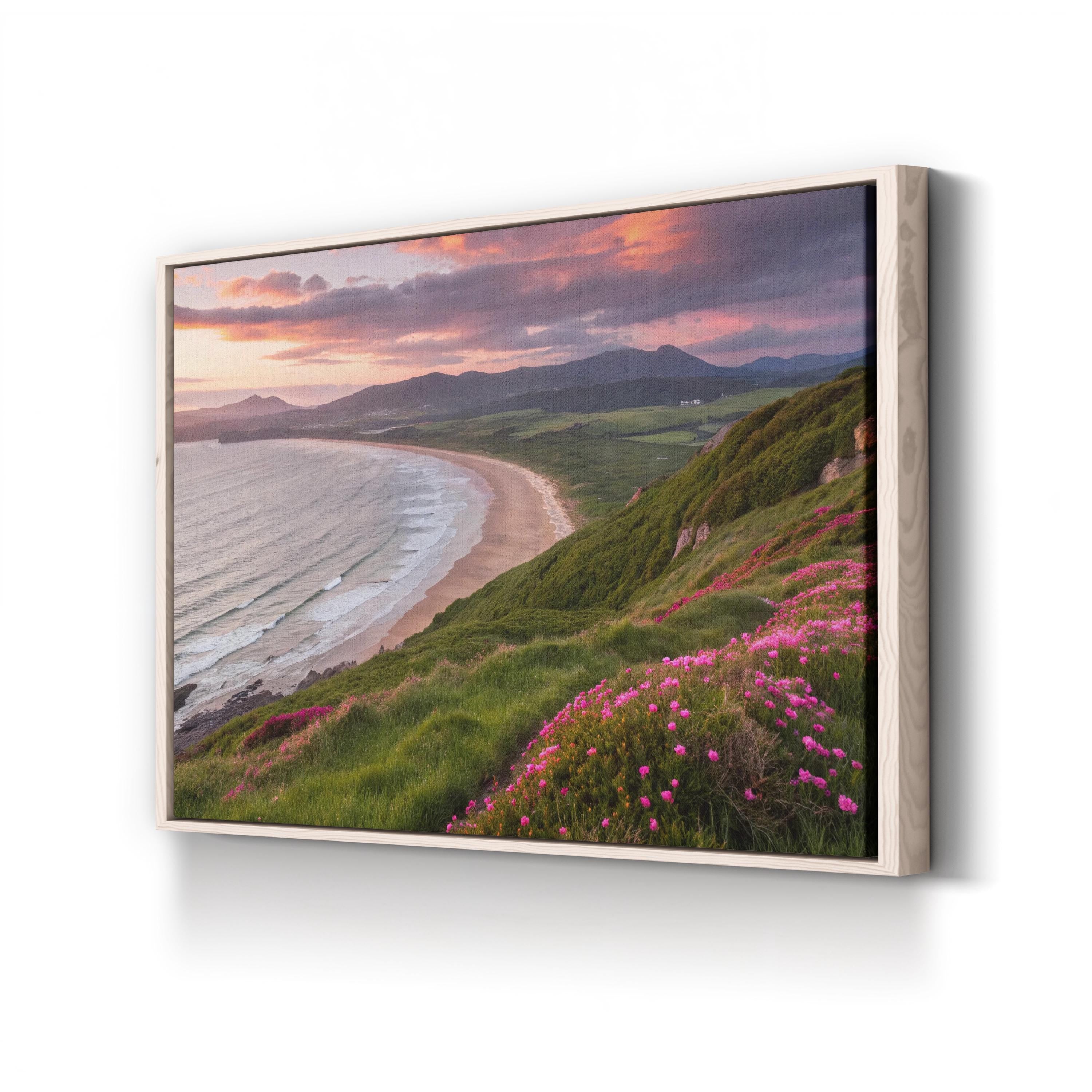 Coastal Beach Landscape — Modern Ocean Shoreline Canvas Wall Art