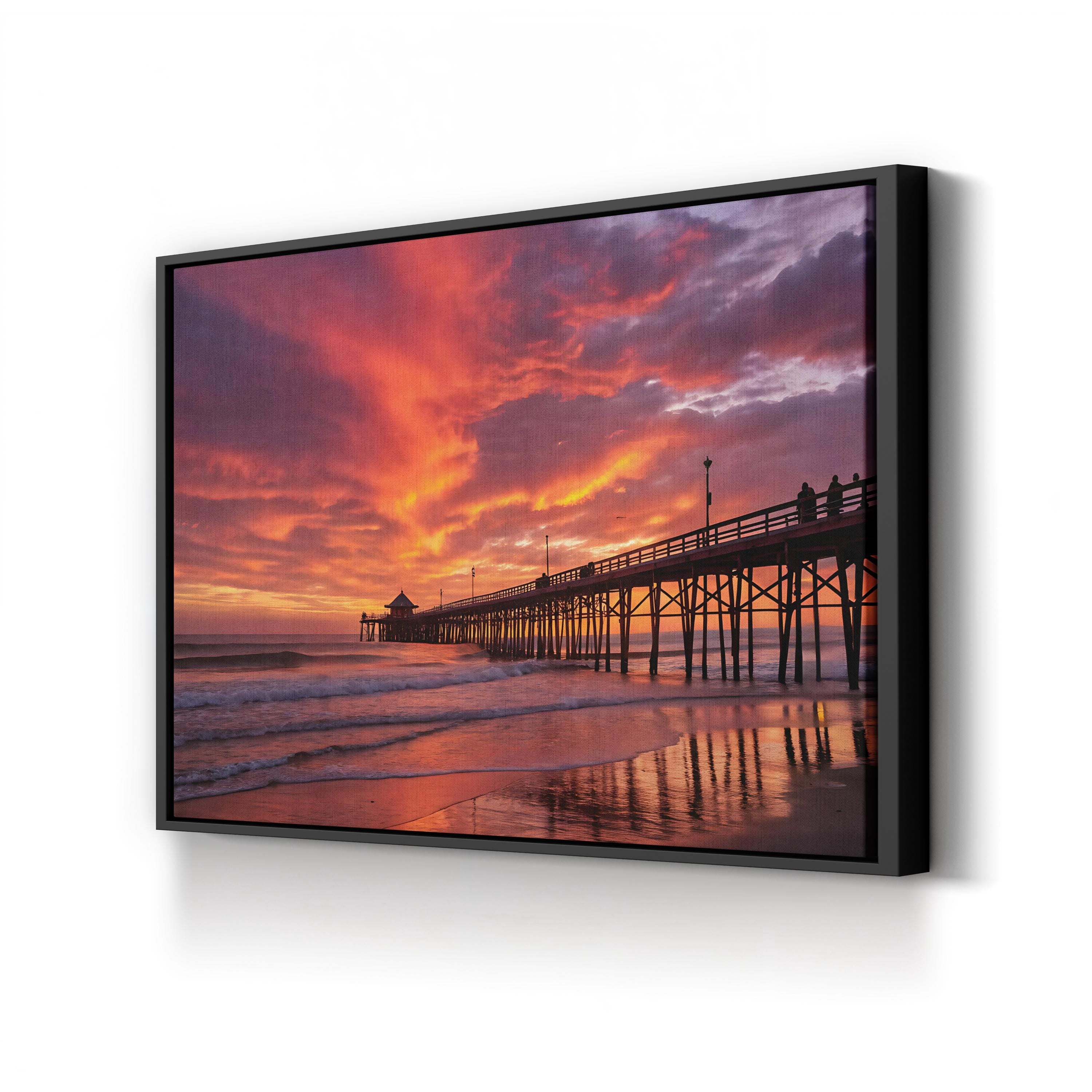 Sunset Pier Seaside – Vintage Photography Wall Art | Coastal Landscape Canvas Print