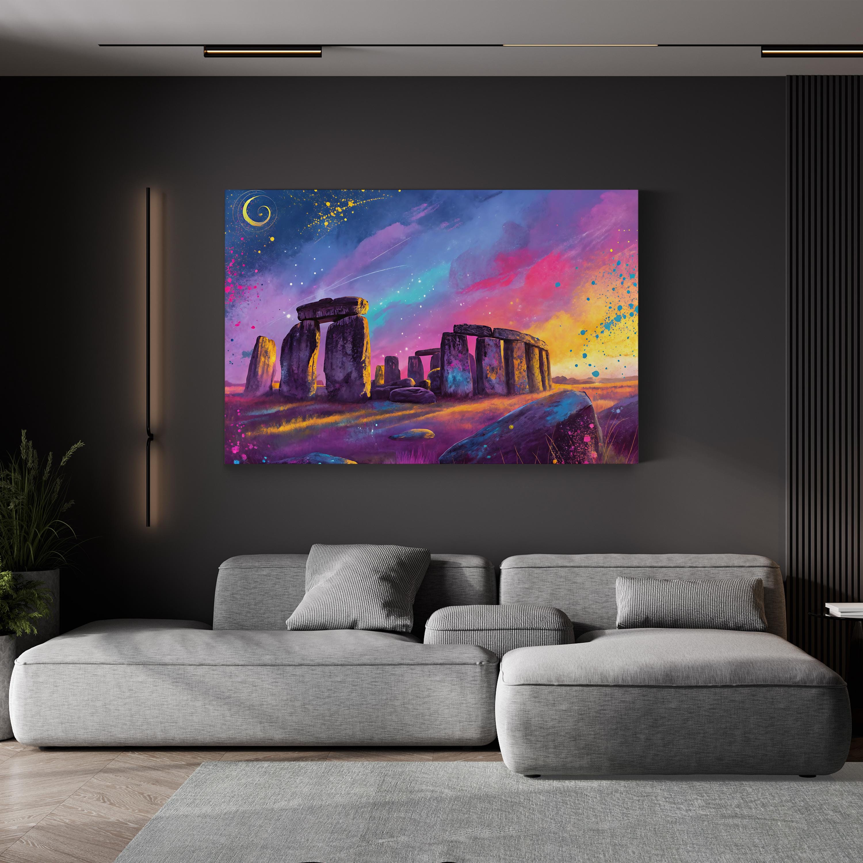 Stonehenge – Period Illustration Wall Art | Mystical Monument Landscape Canvas Print