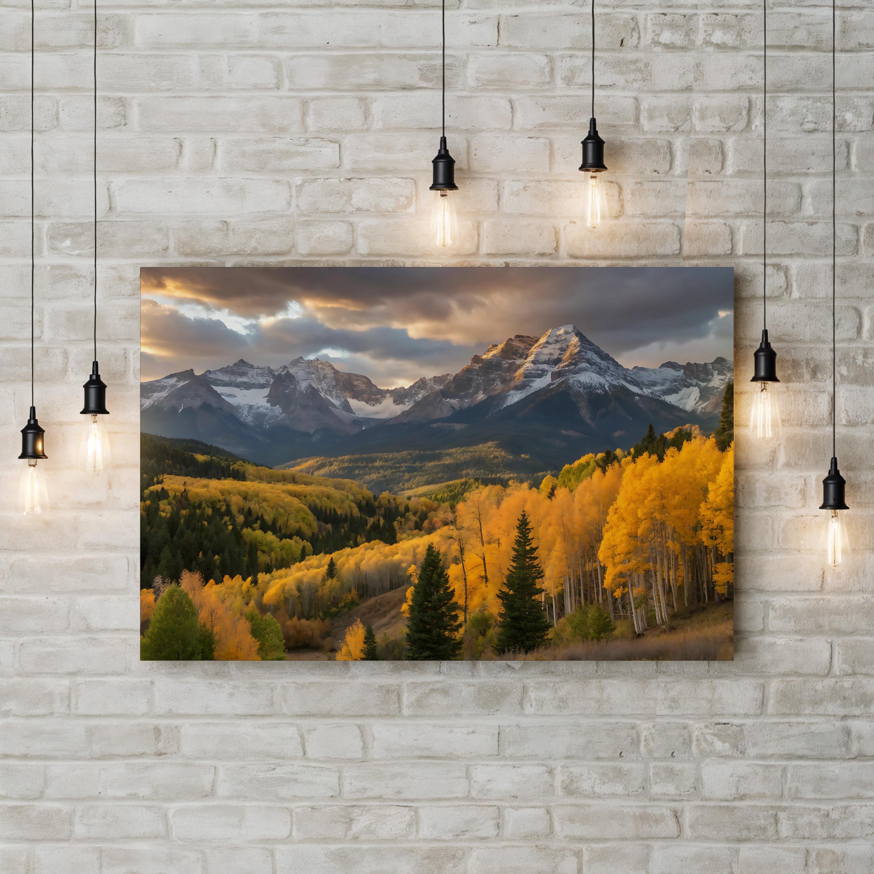 Golden Aspen Mountain – Vintage Photography Wall Art | Autumn Landscape Canvas Print
