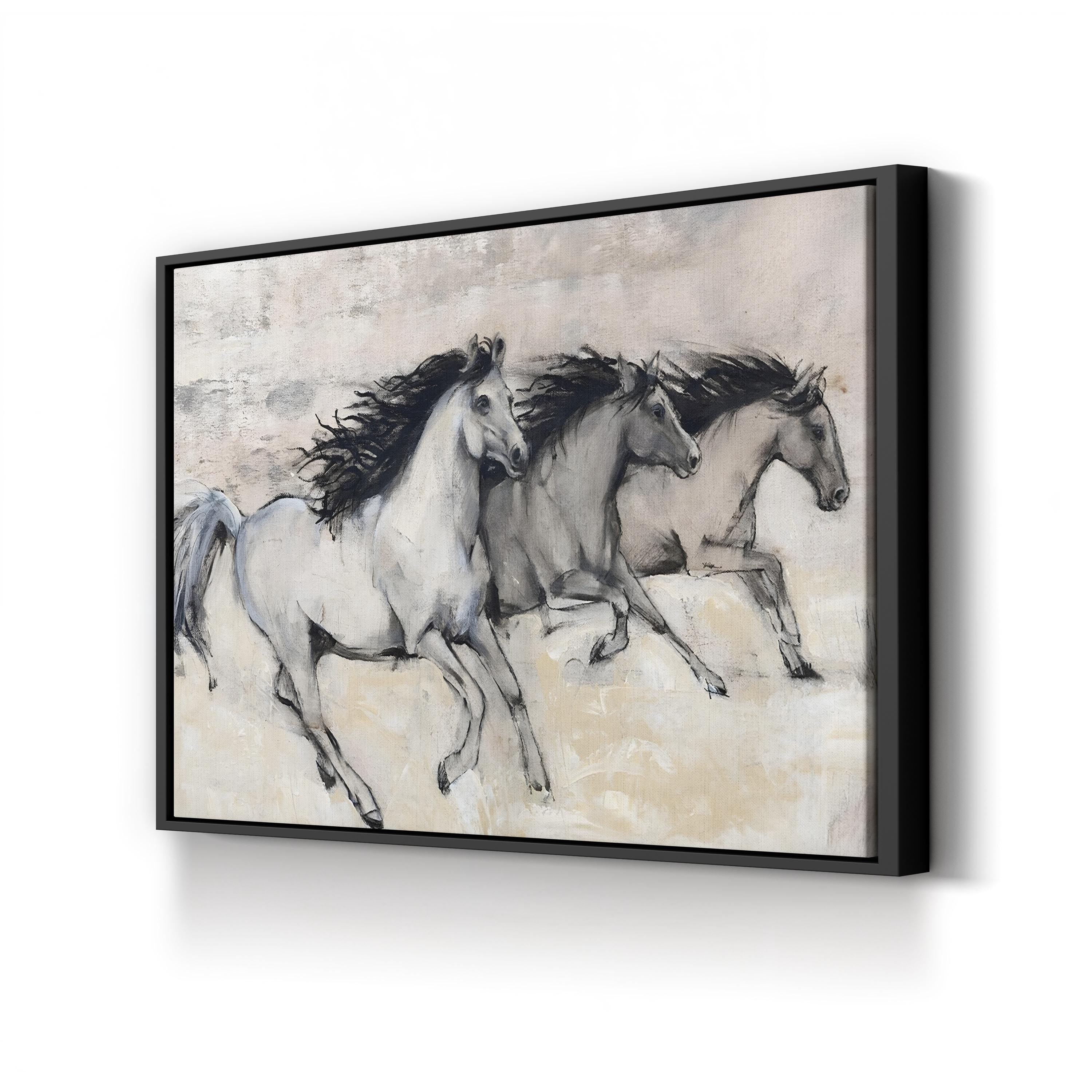 Horses in Motion II Canvas Art – Tim O’Toole Black and White Equestrian Wall Art