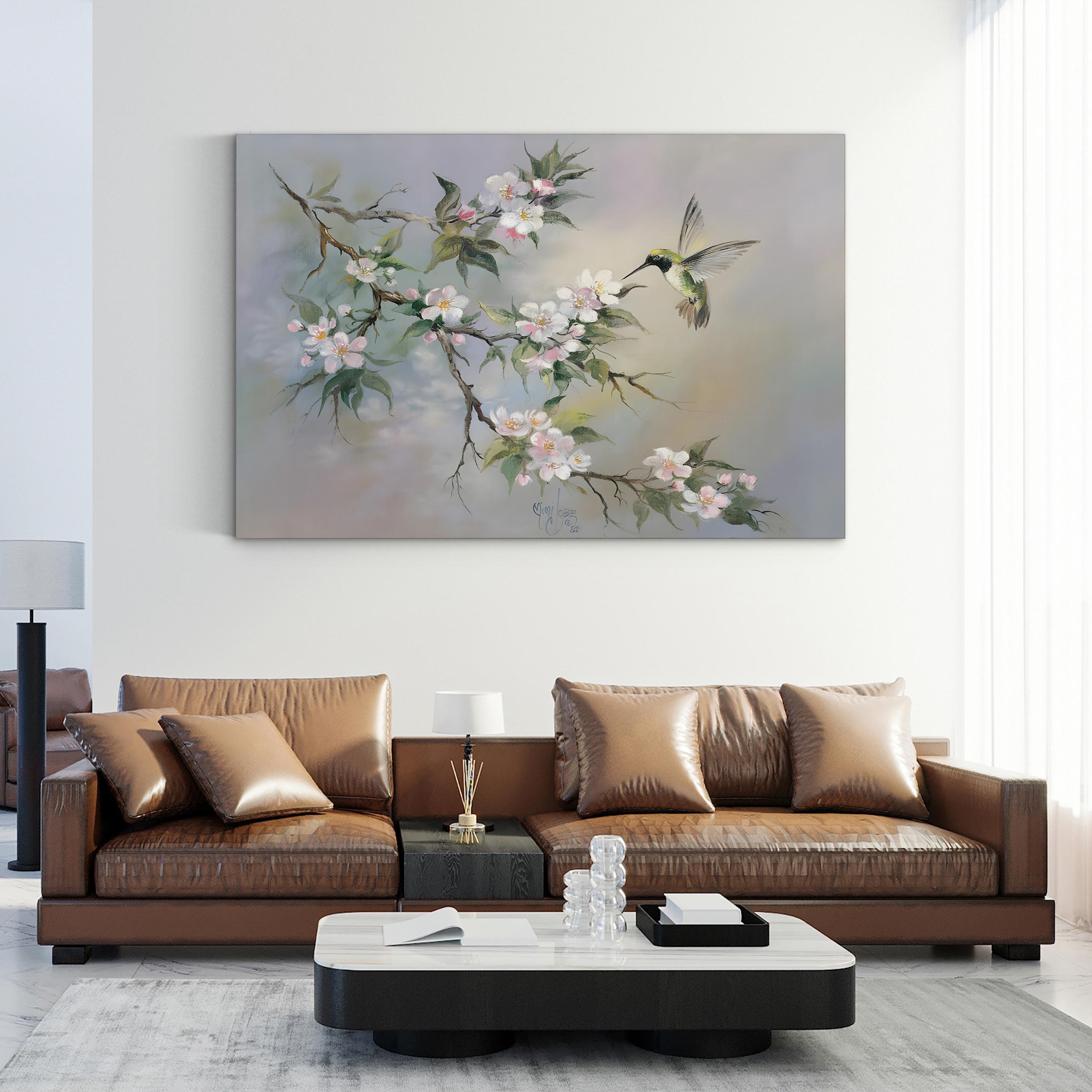 Hummingbird Wall Art by Mimi Jobe | Contemporary Floral Nature Canvas