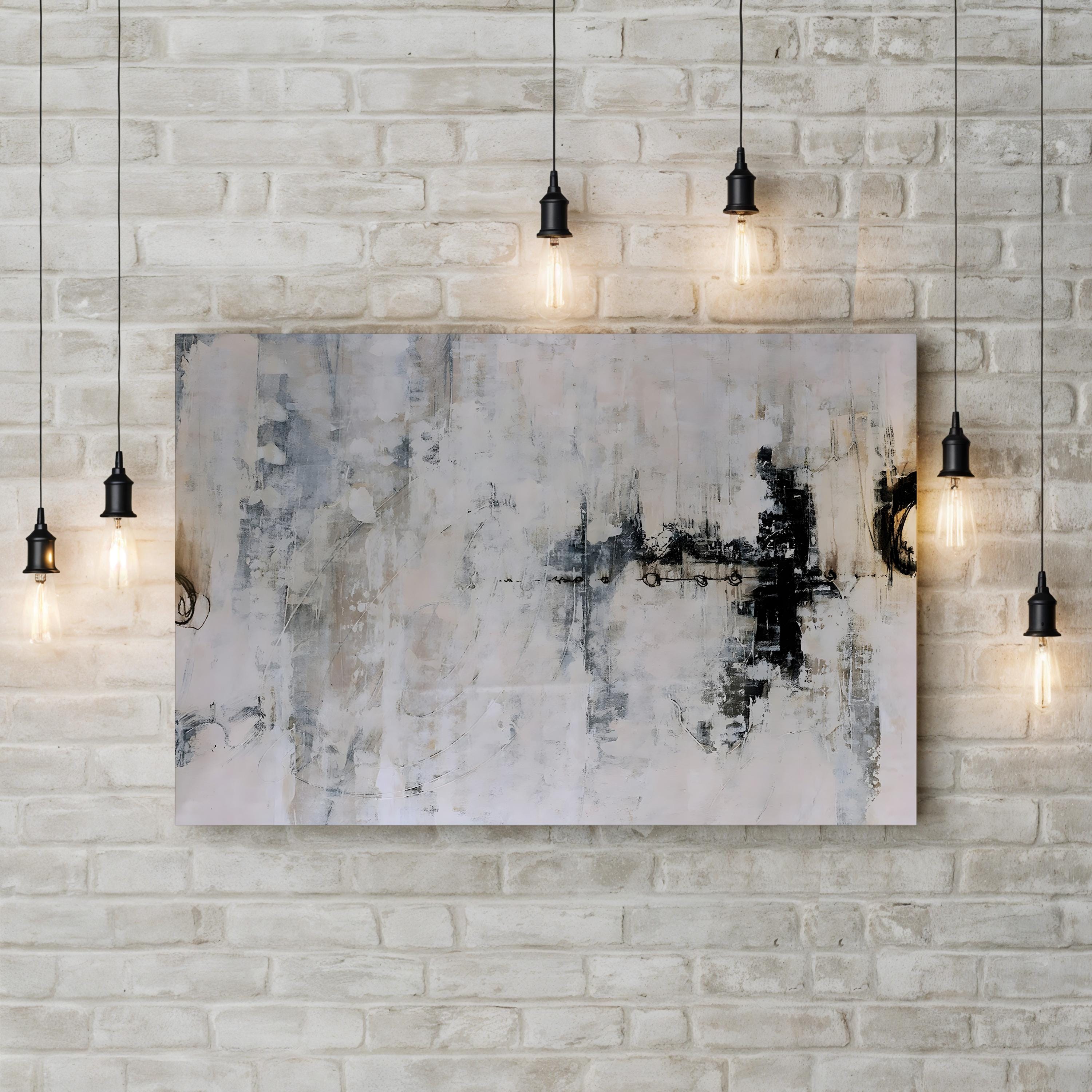 Icarus Wall Art – Abstract Black and White Canvas by Joshua Schicker