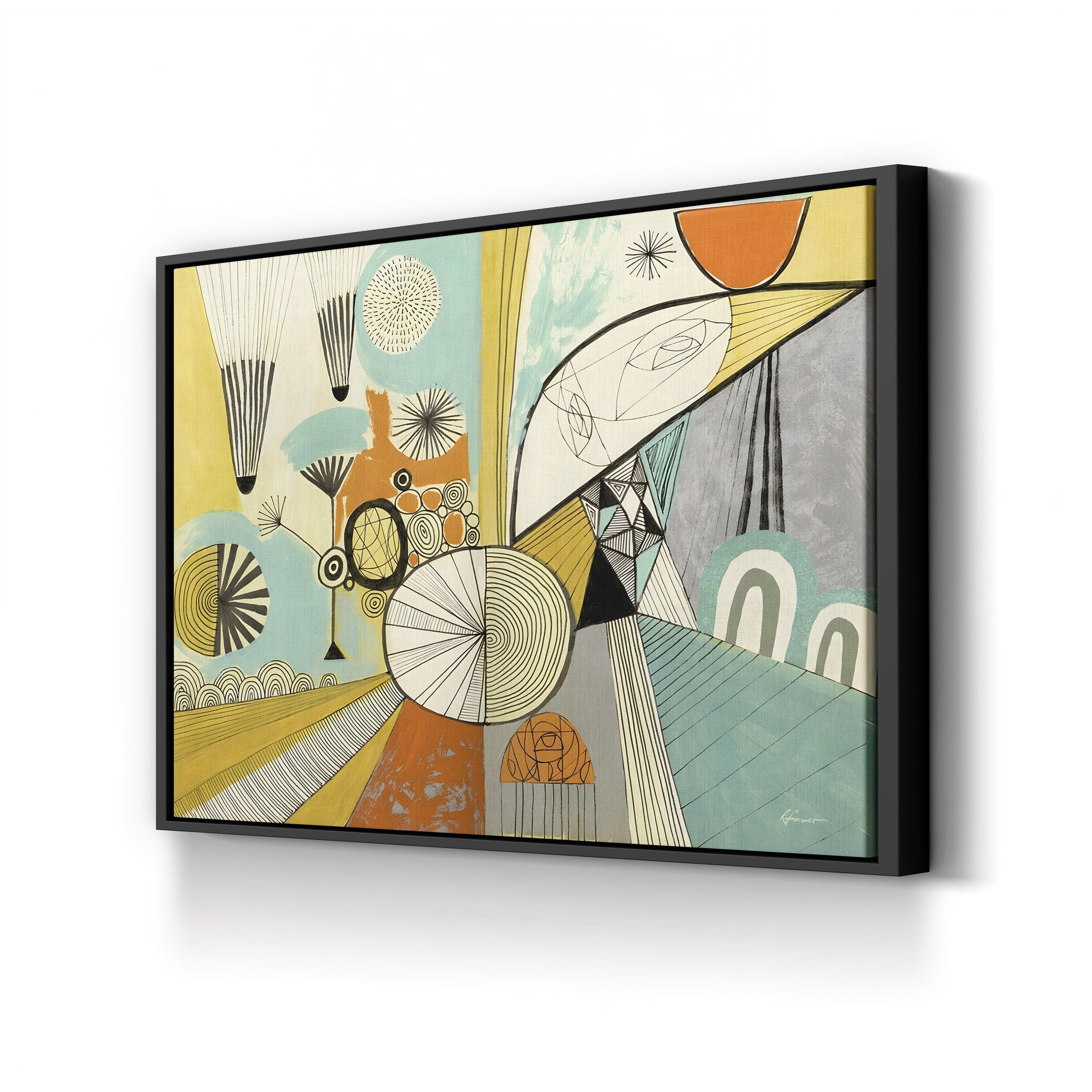 Jazzy Stuff Retro Abstract Illustration Wall Art by Richard Faust