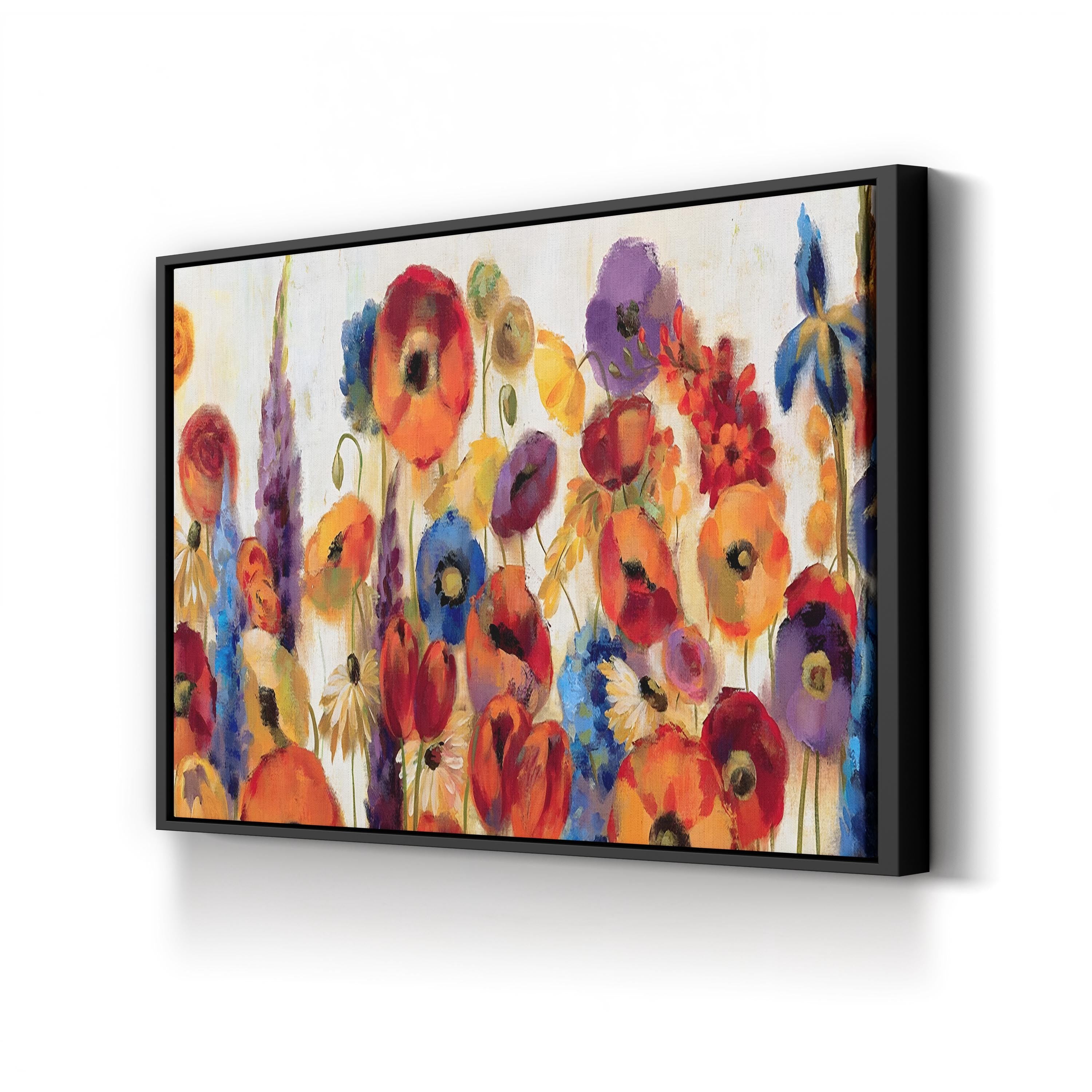 Joyful Garden by Silvia Vassileva canvas print in Black frame