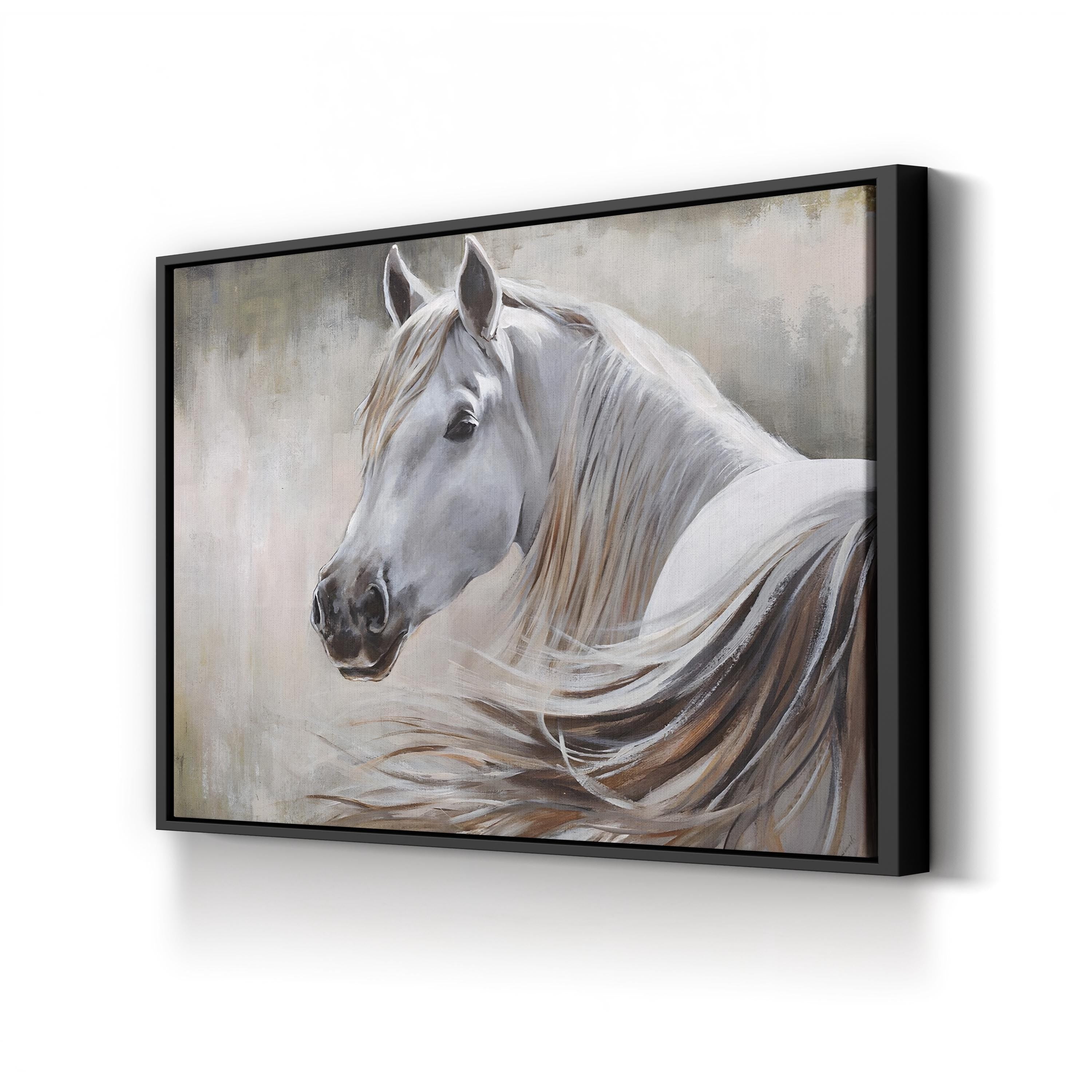 White Horse in Soft Light – Period Illustration Wall Art | Rustic Farmhouse Canvas Print